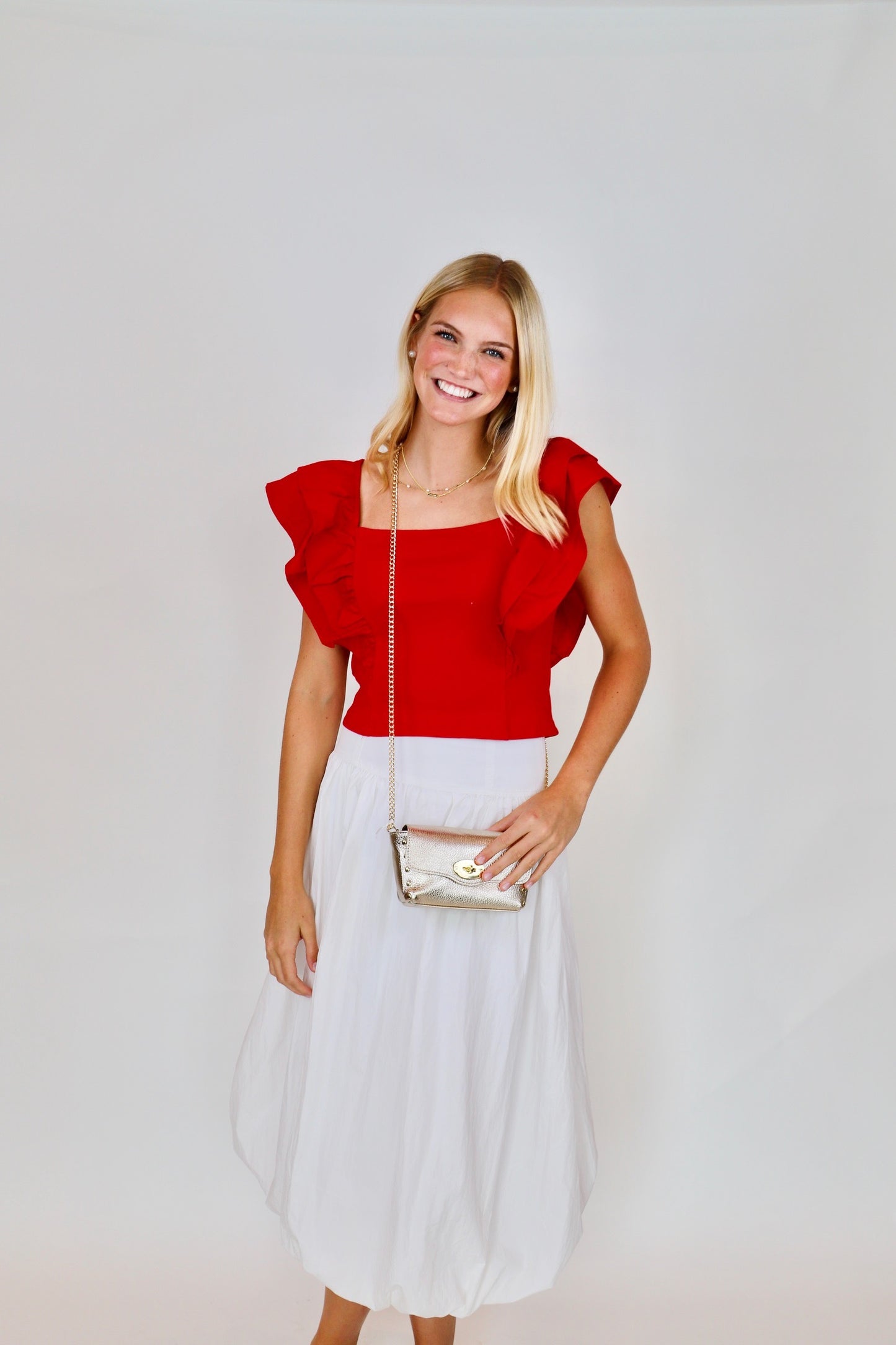 Bubble Midi Skirt- White