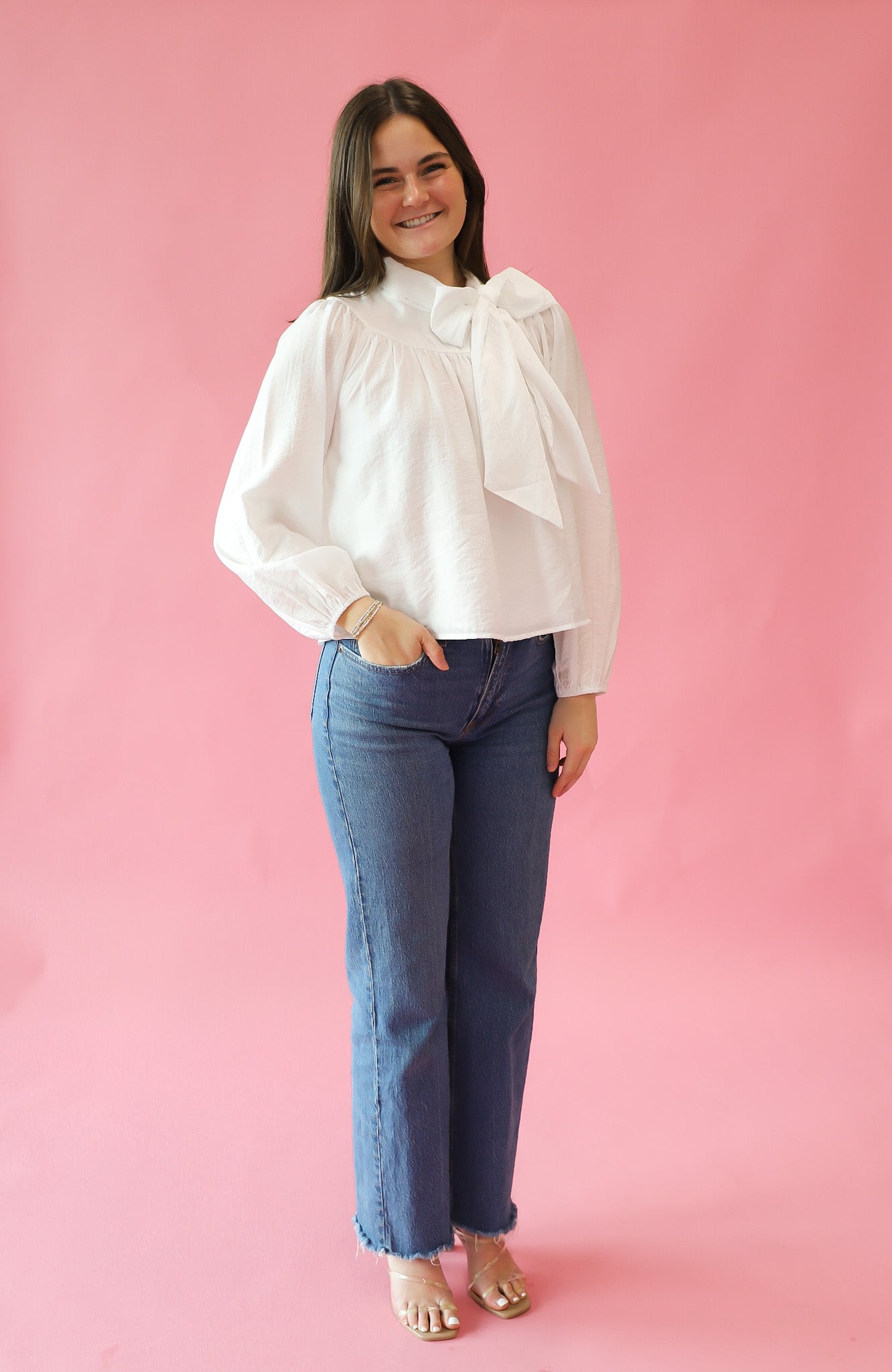 White Neck Tie Top