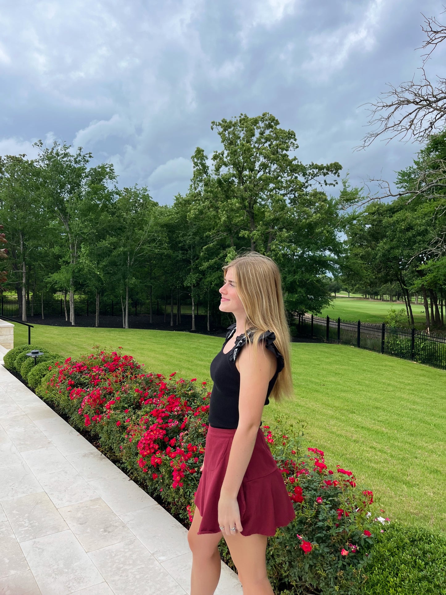 Maroon Jean Skirt
