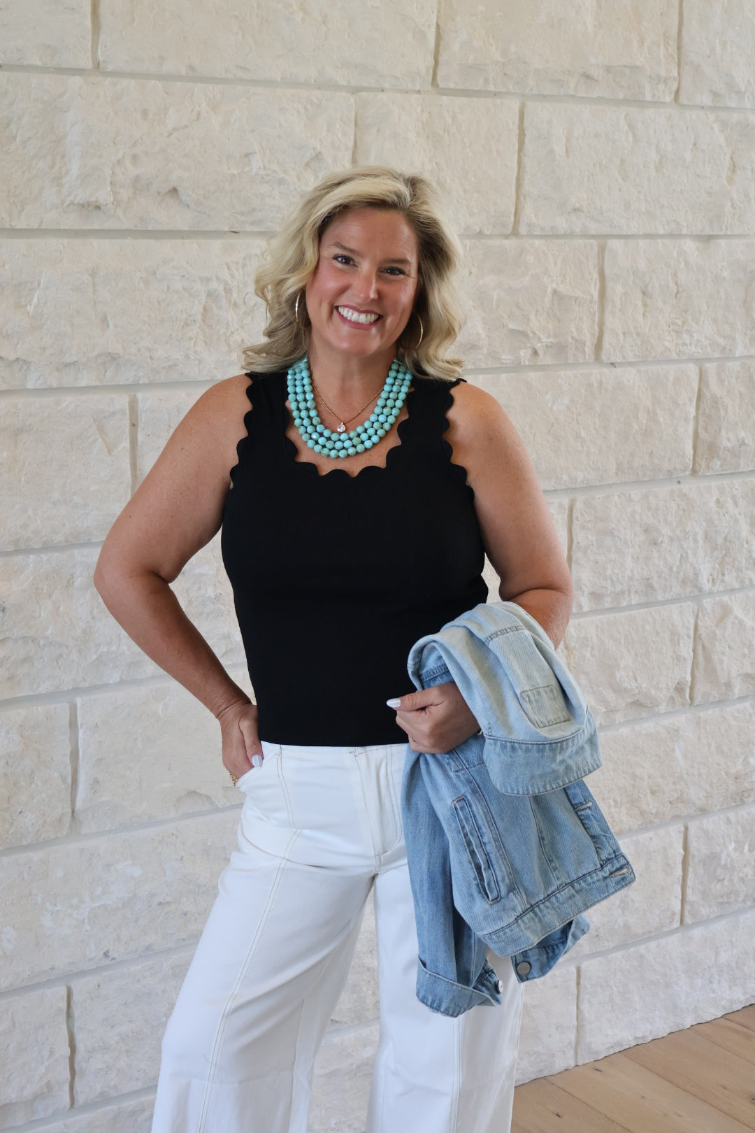 Black Scalloped Tank