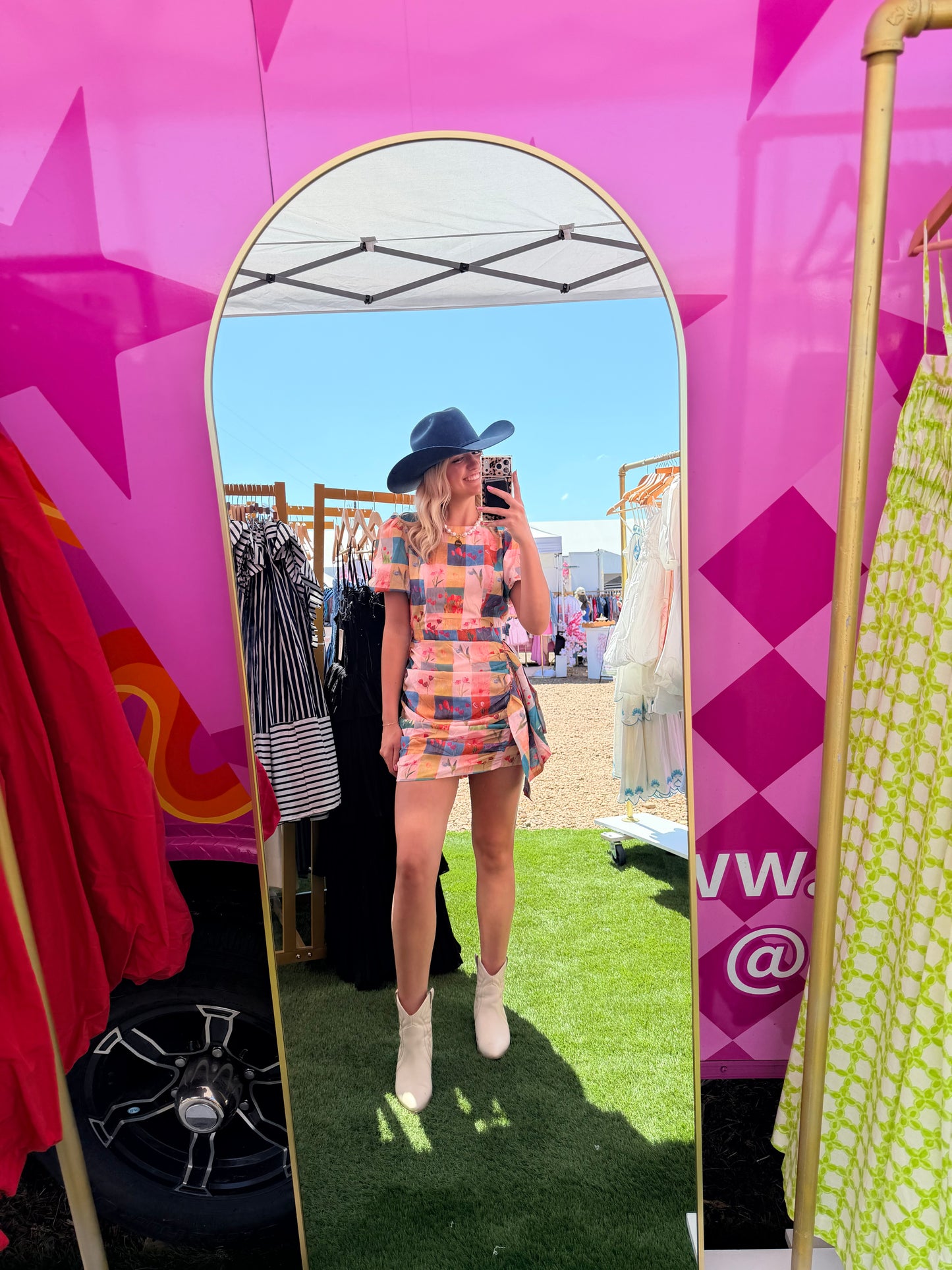 Multi-colored Ruched Dress