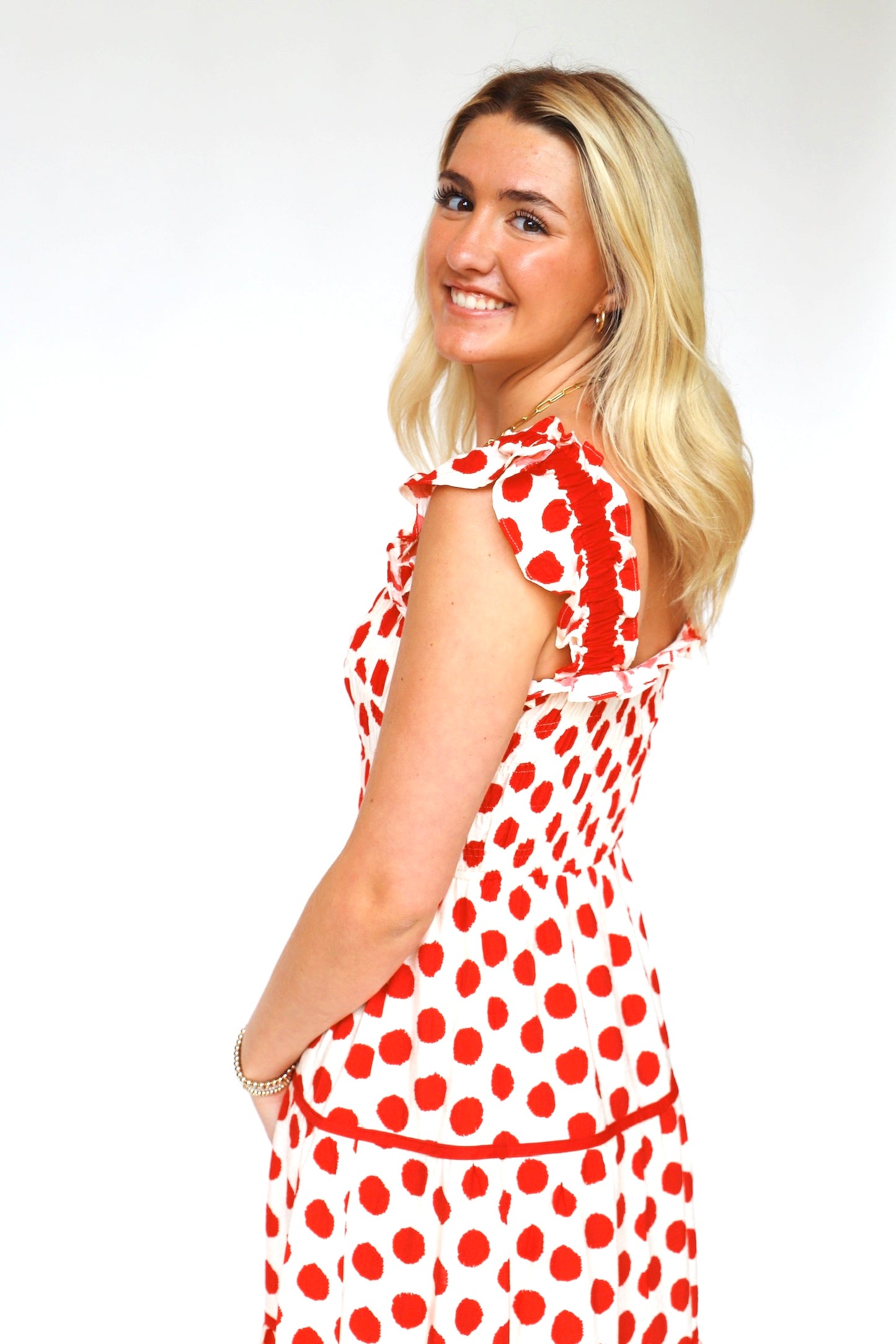 Red & White Polka Dot Maxi Dress