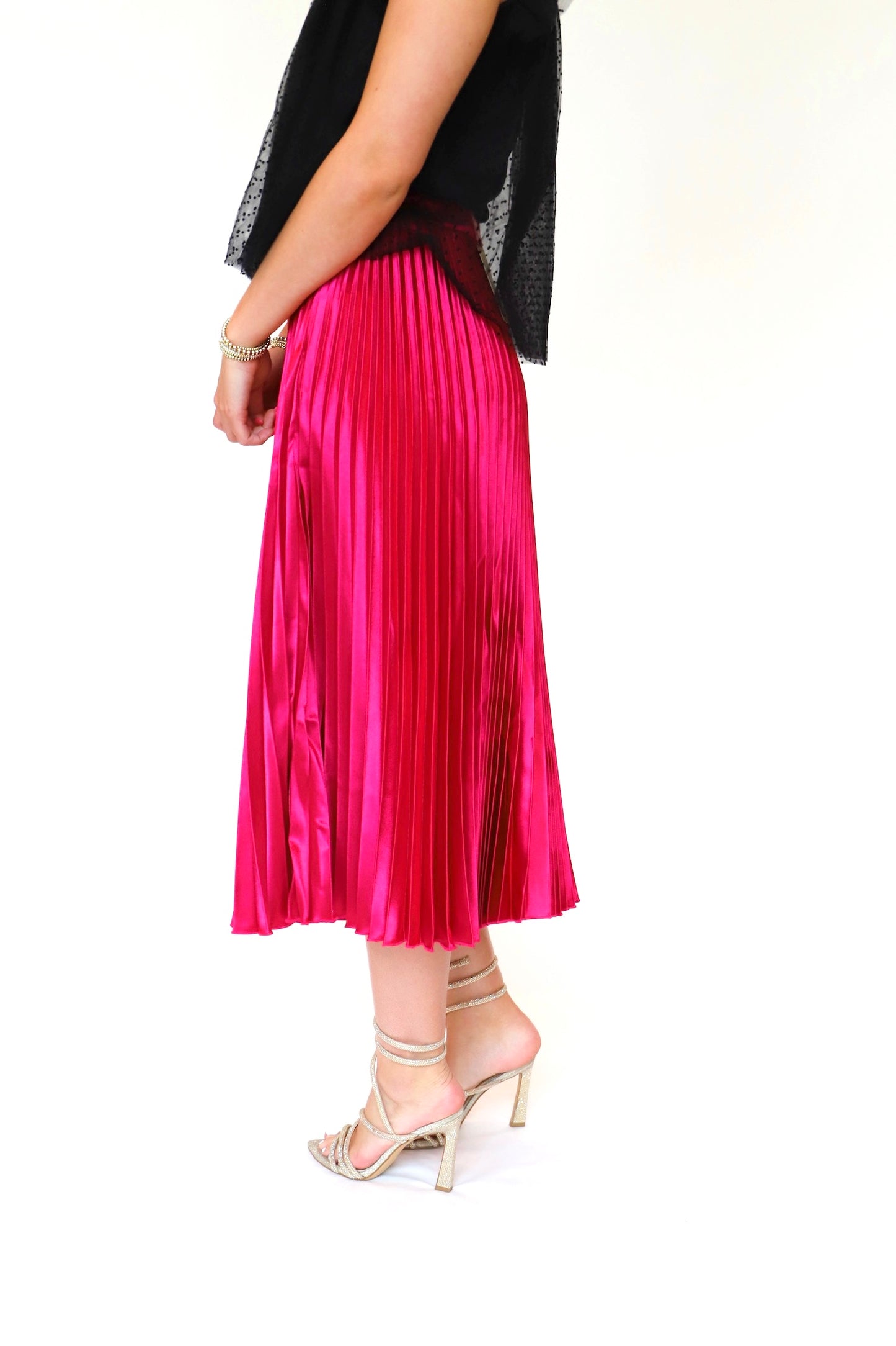 Magenta Pleated Skirt
