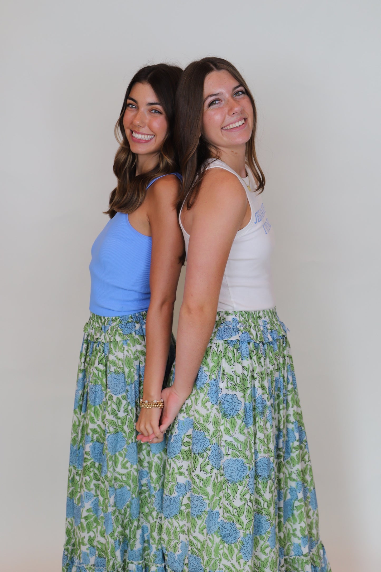Heart of Grace Maxi Skirt--Blue & Green Floral