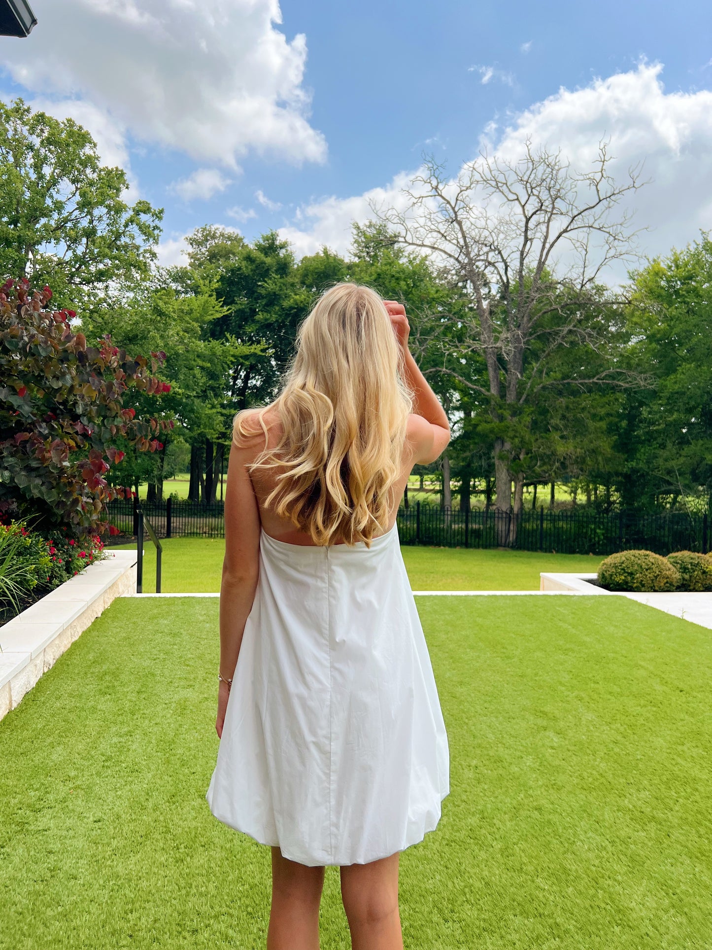 White Halter Bubble Dress