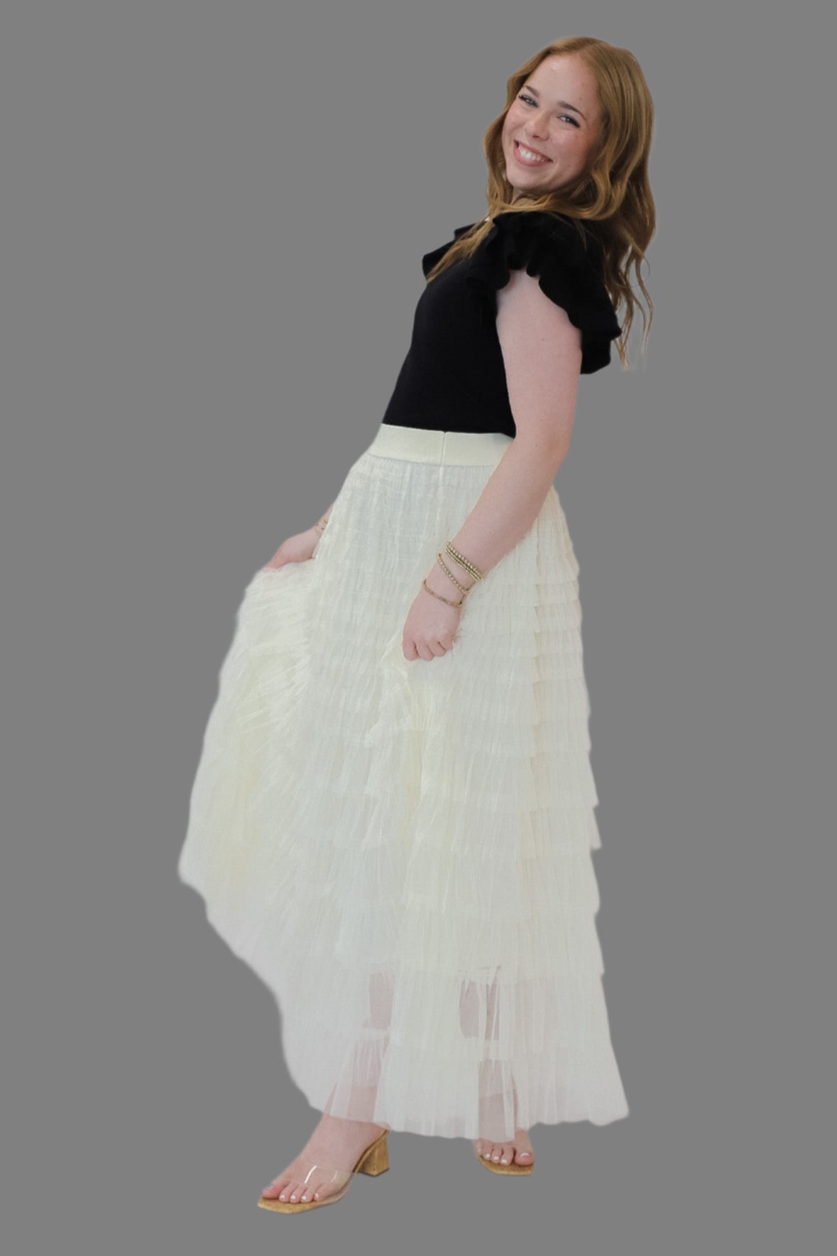 Tulle Mesh Tiered Skirt