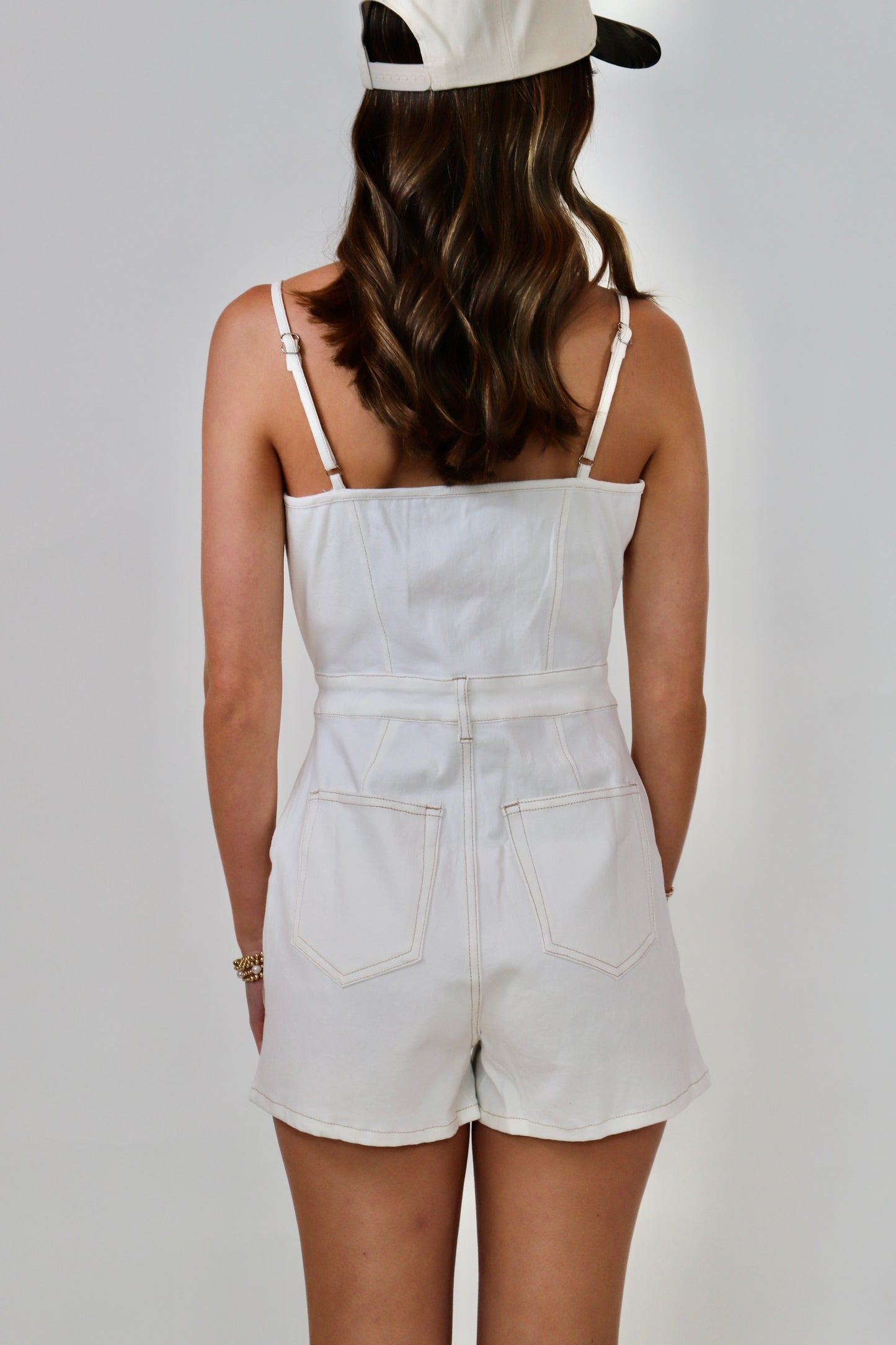 Cami Romper Button Front w/Pocket