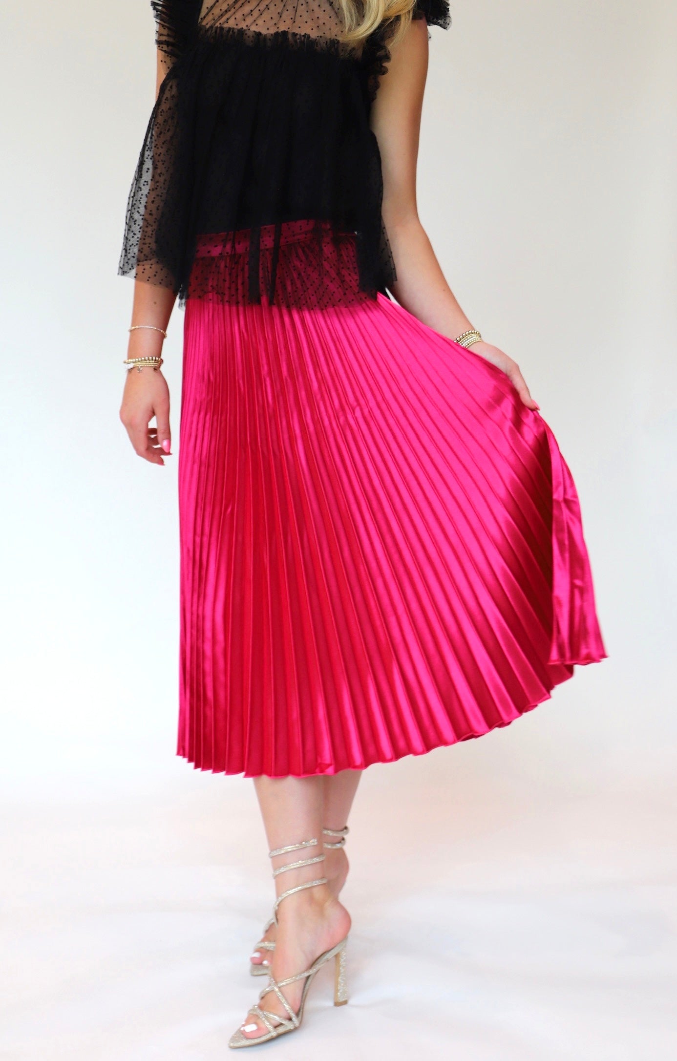 Magenta Pleated Skirt