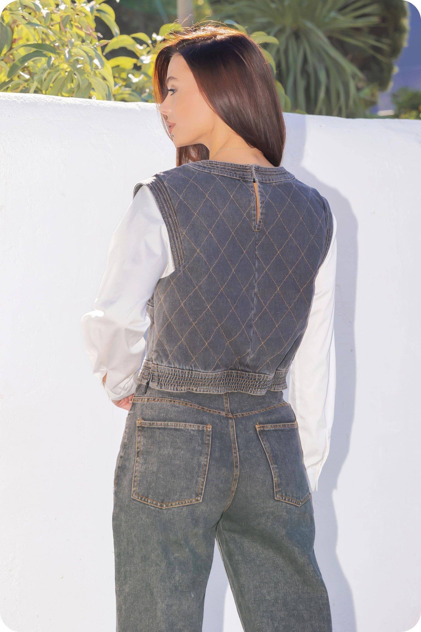 Quilted Denim Top