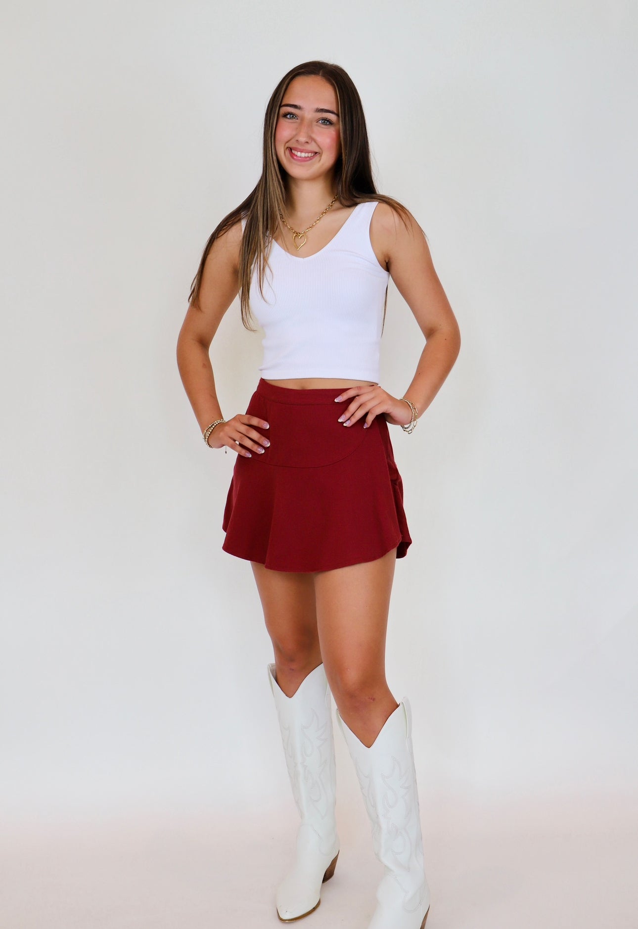 Maroon Jean Skirt