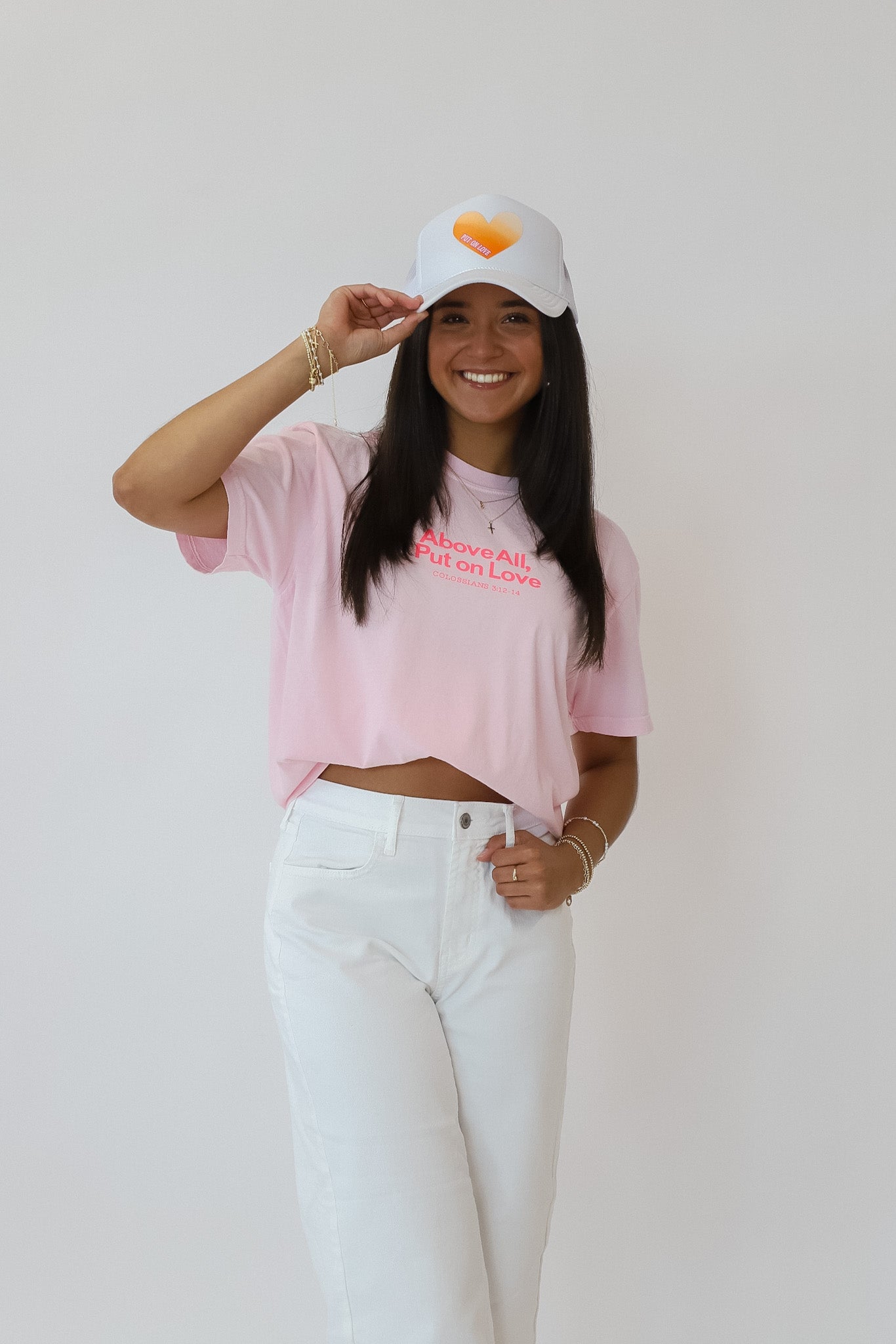 Put on Love Trucker Hat -WHITE