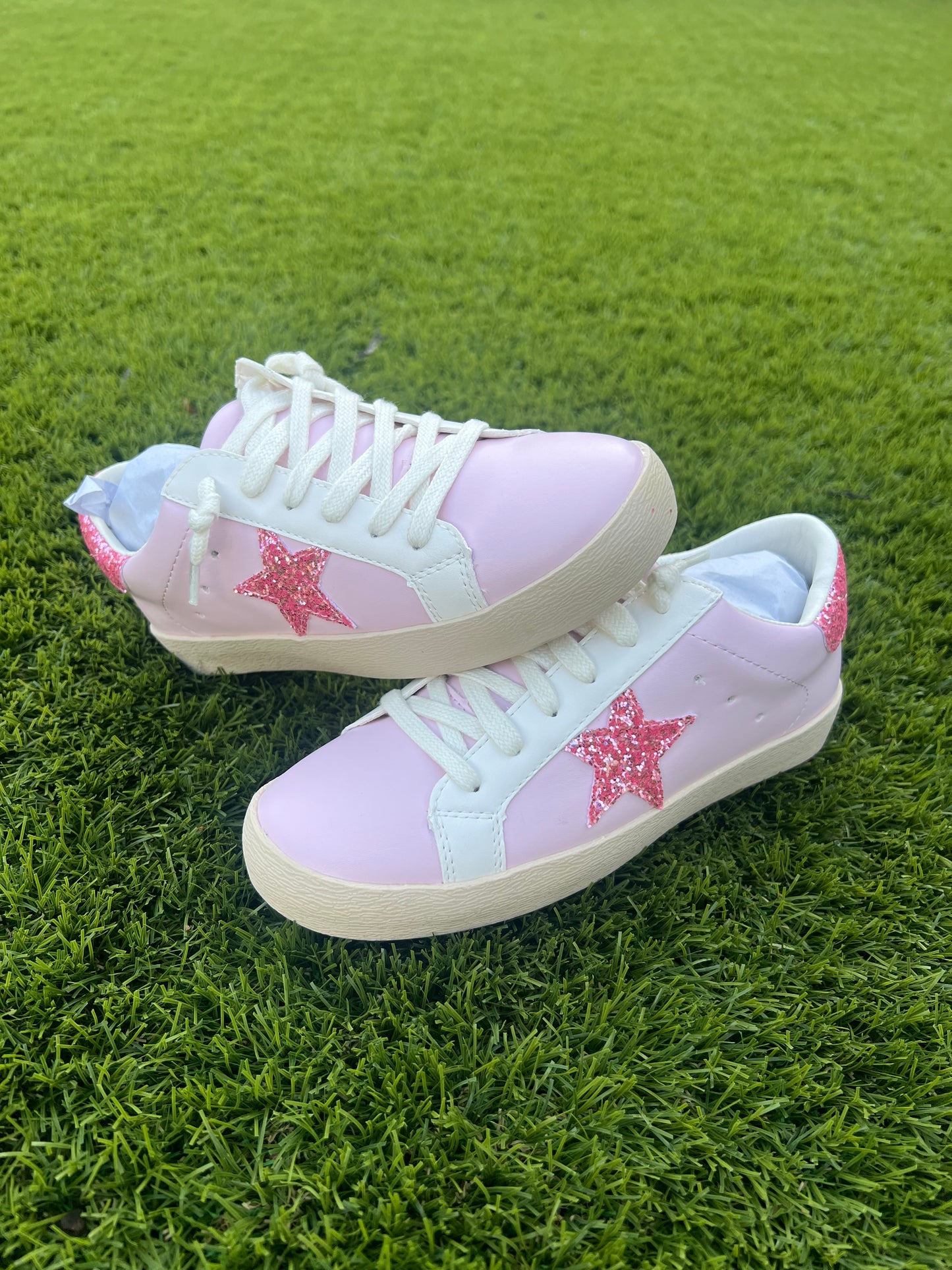 Pink Glitter Star Tennis Shoes