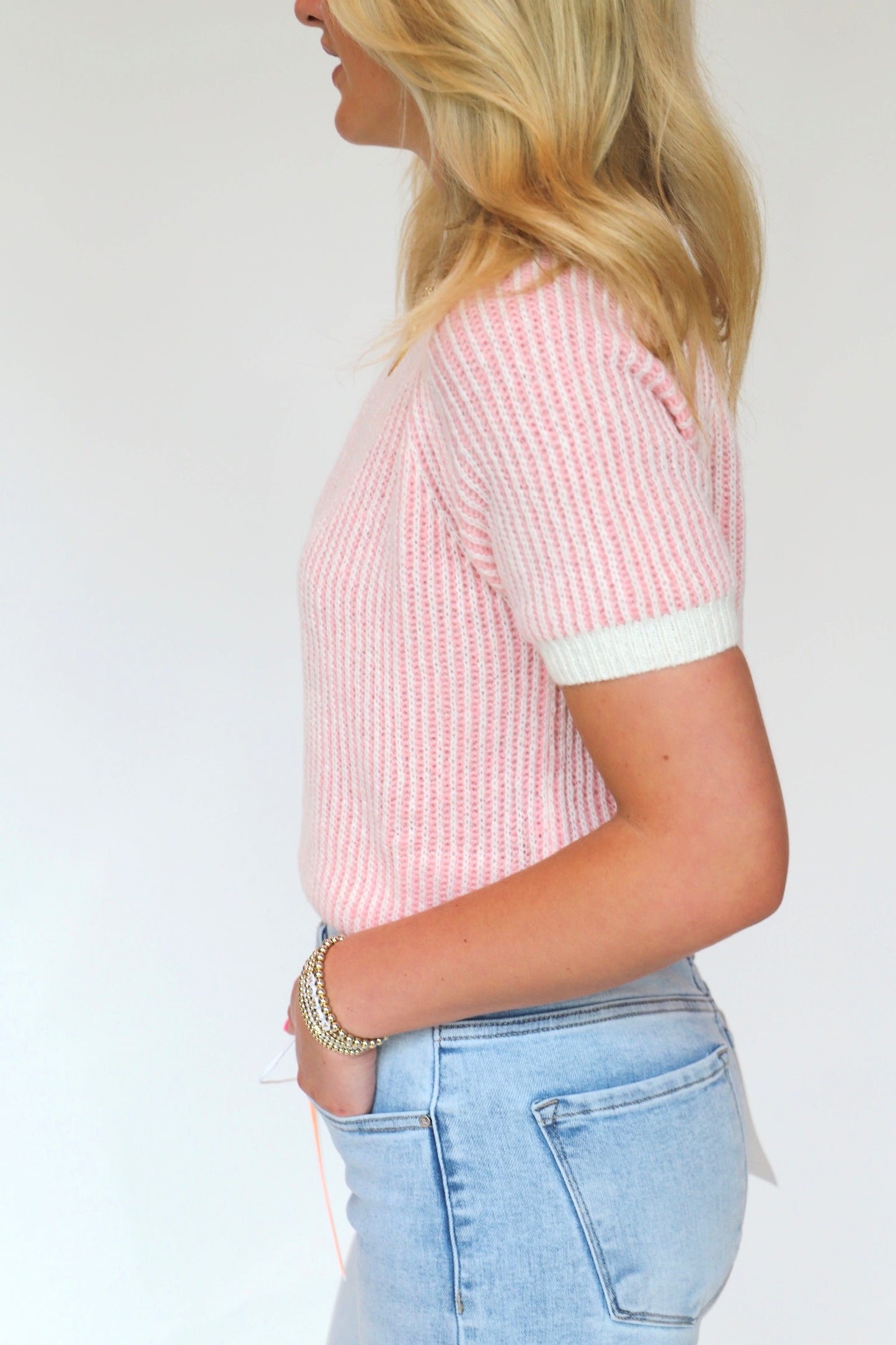 Ribbed Short Sleeve Sweater