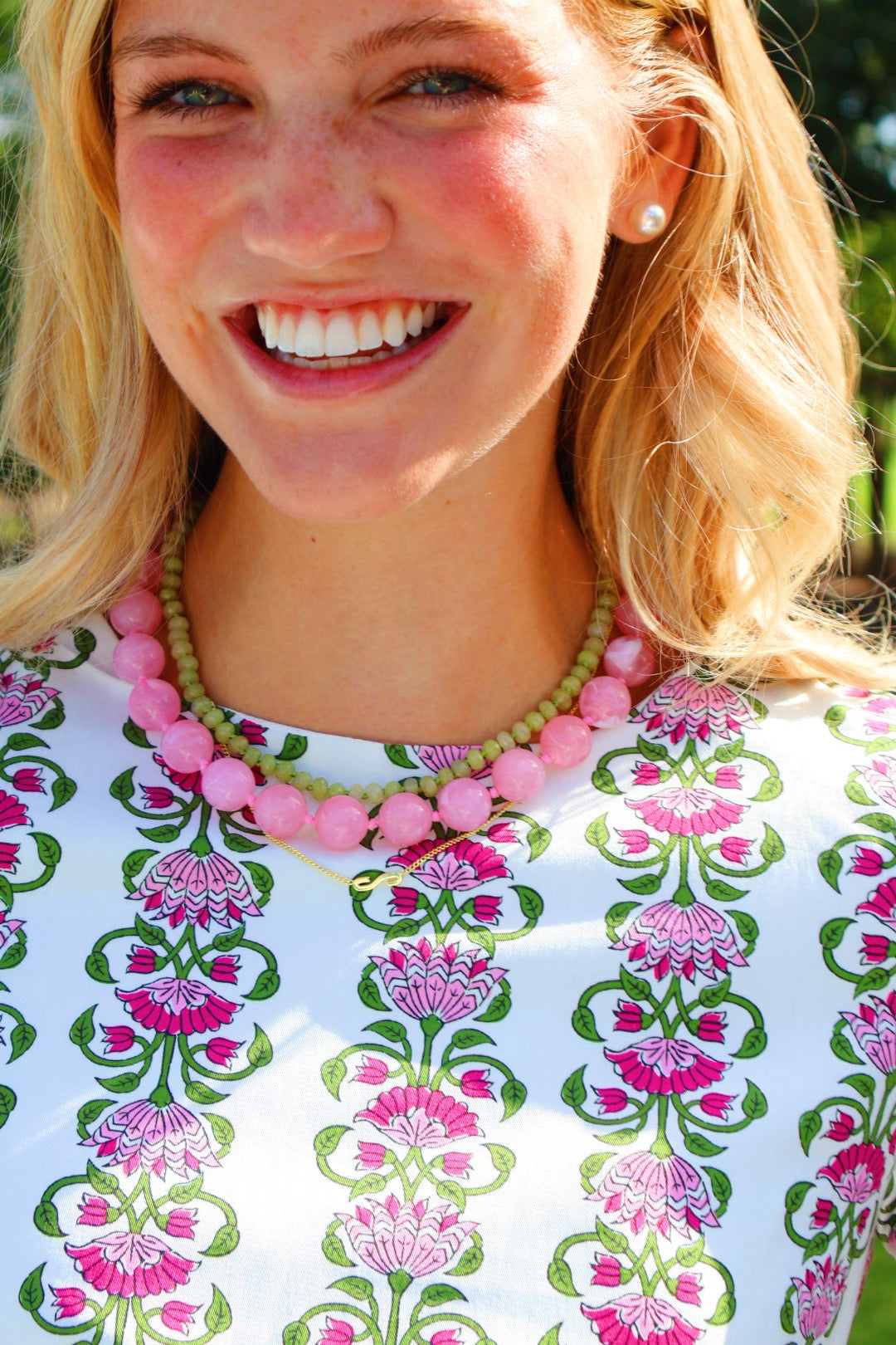 Light pink Beaded Necklace- Large