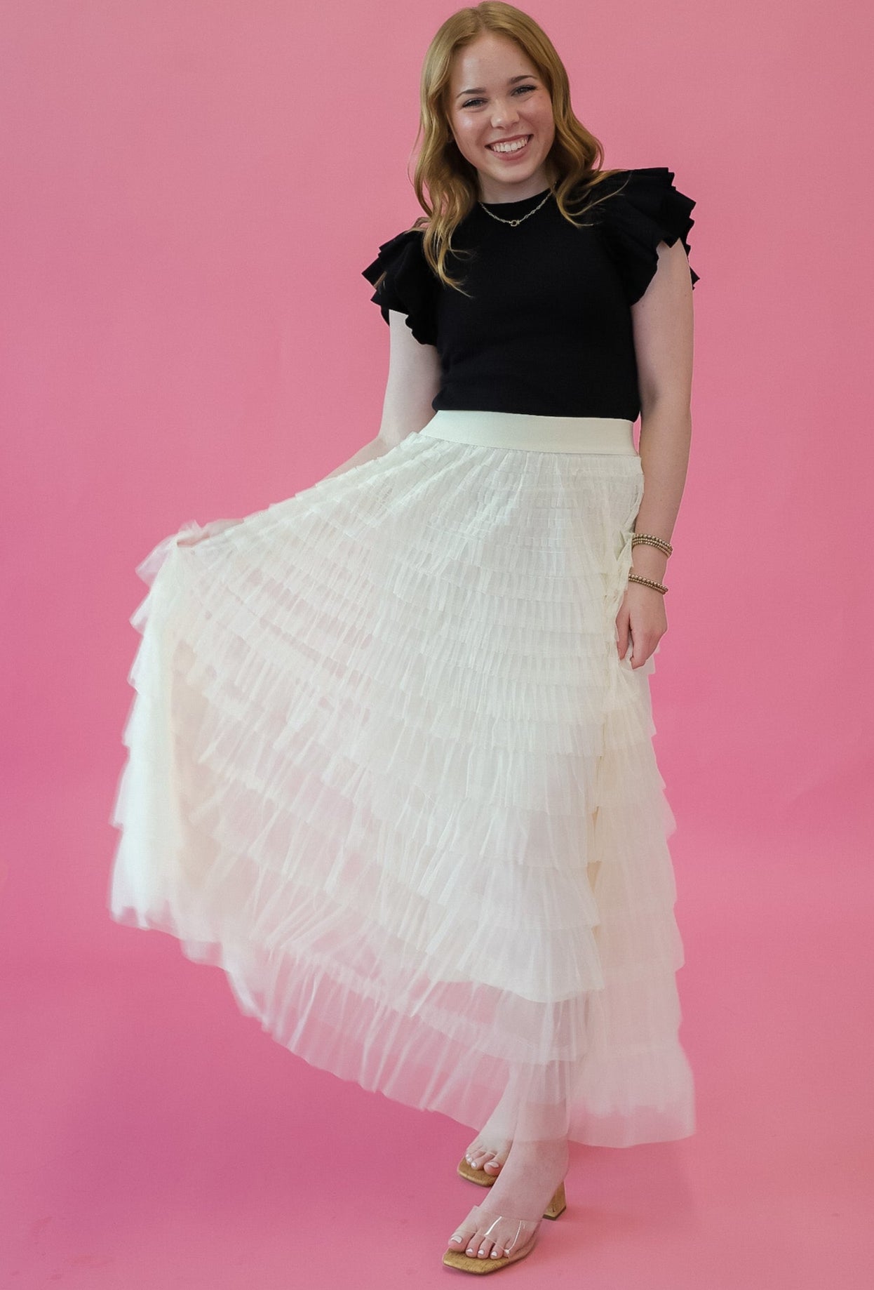 Tulle Mesh Tiered Skirt