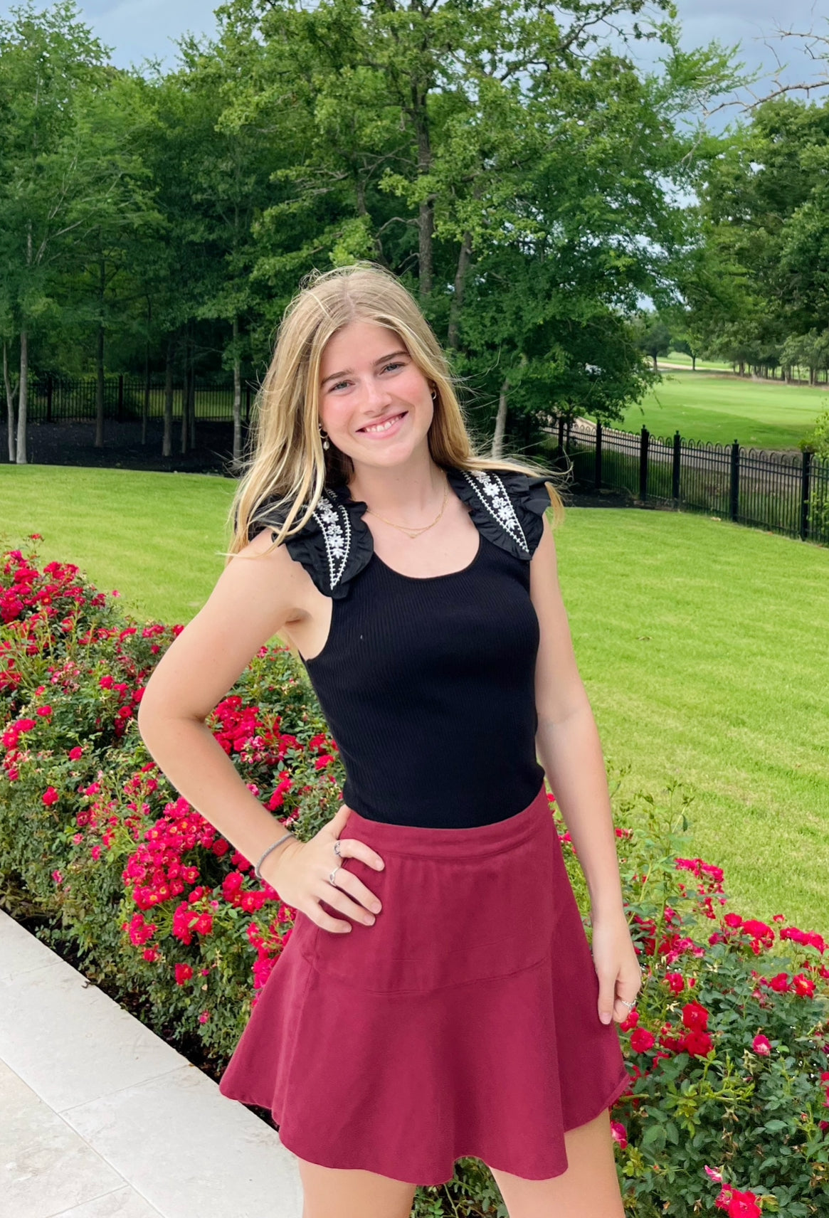 Maroon Jean Skirt
