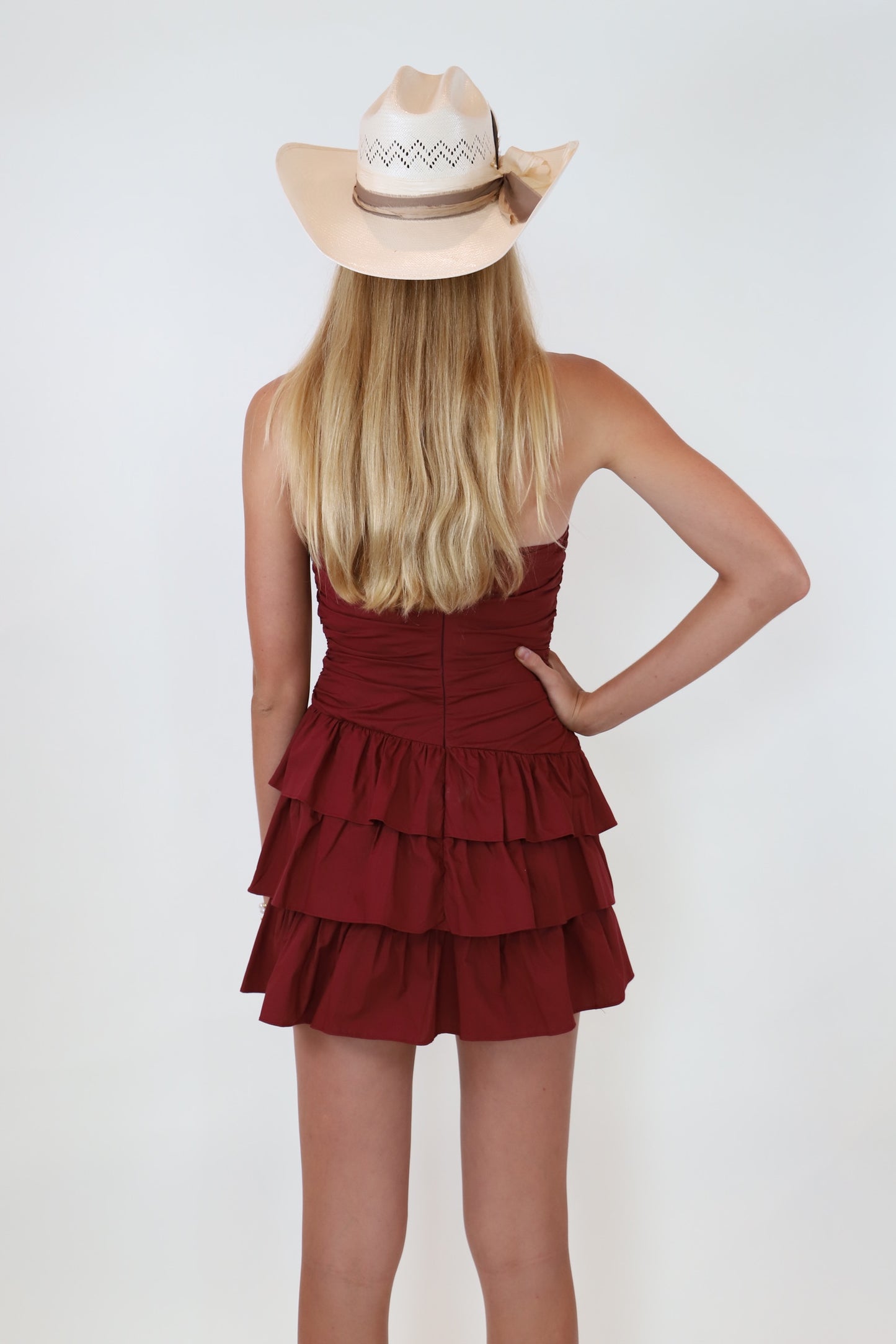 Maroon Strapless Dress