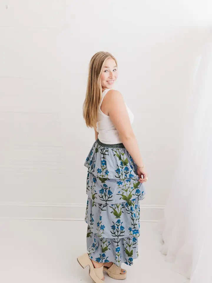 Blue Floral Skirt