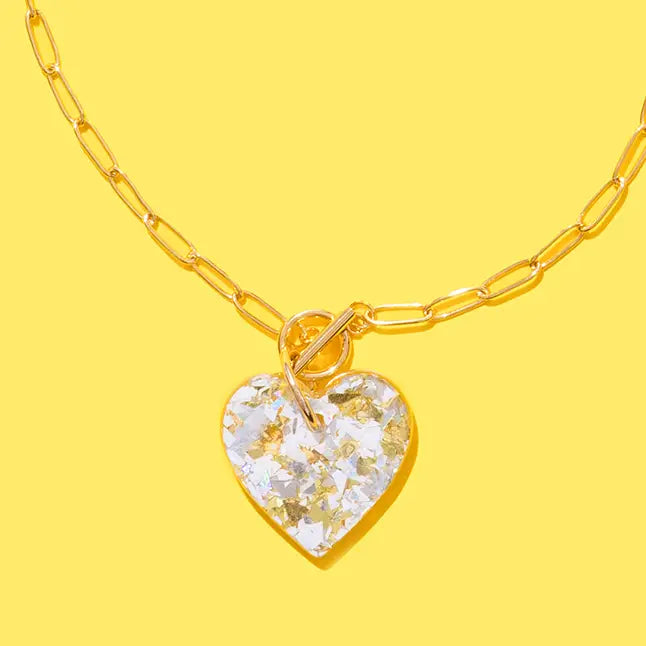 Pearl Confetti Heart Necklace