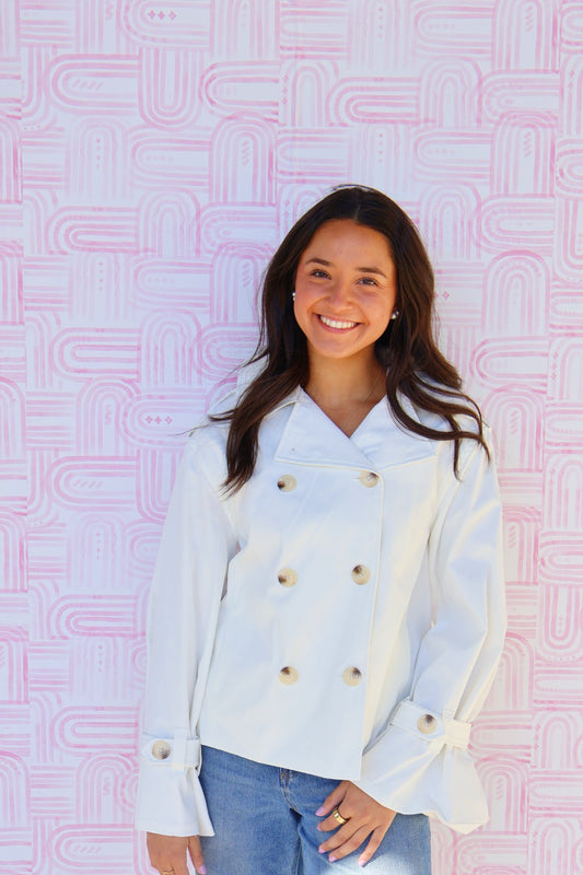 White Short Trench Coat