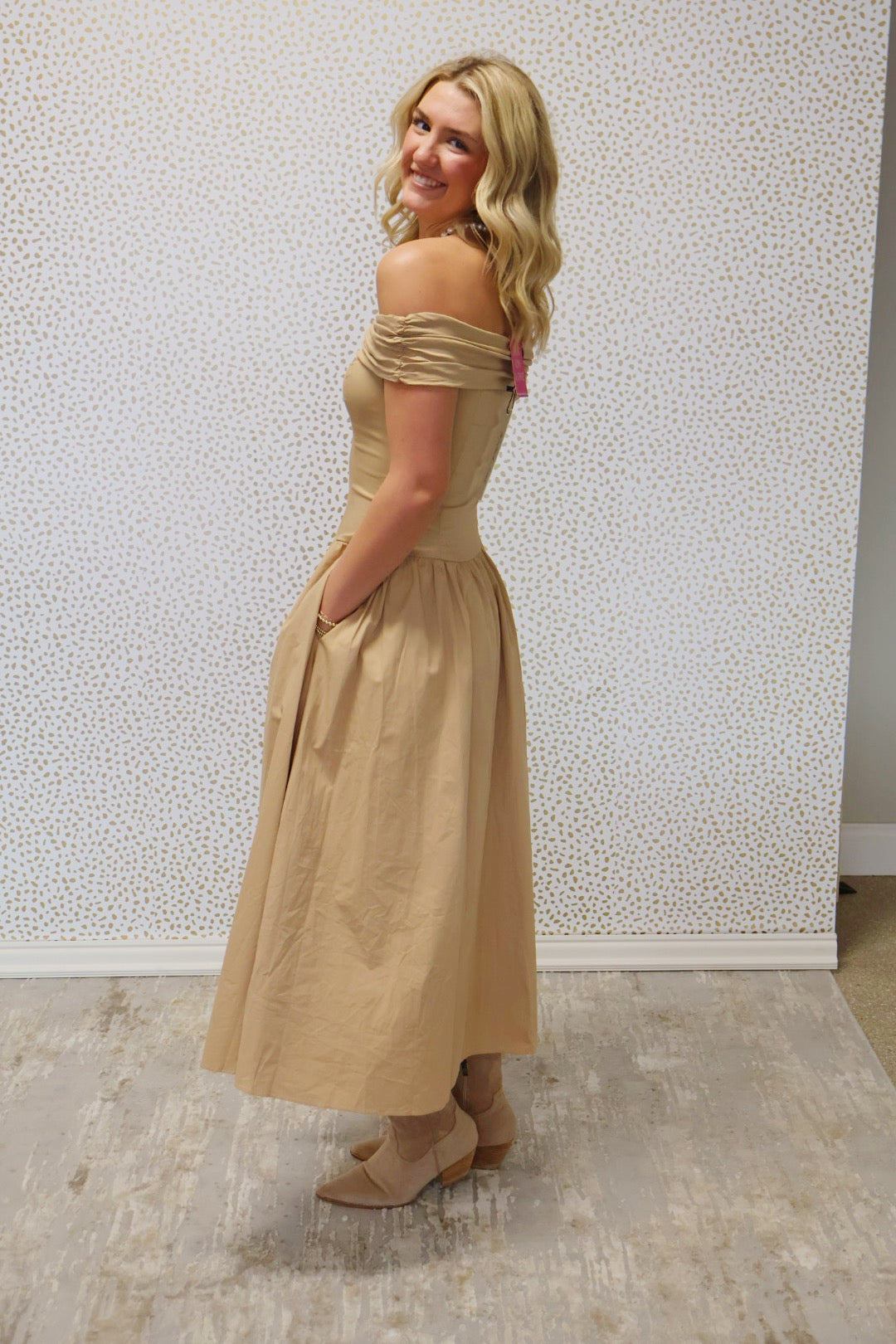 Off The Shoulder Beige