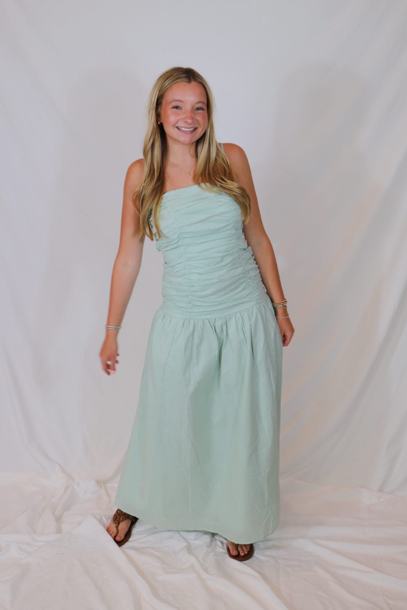 Mint Linen Maxi Dress