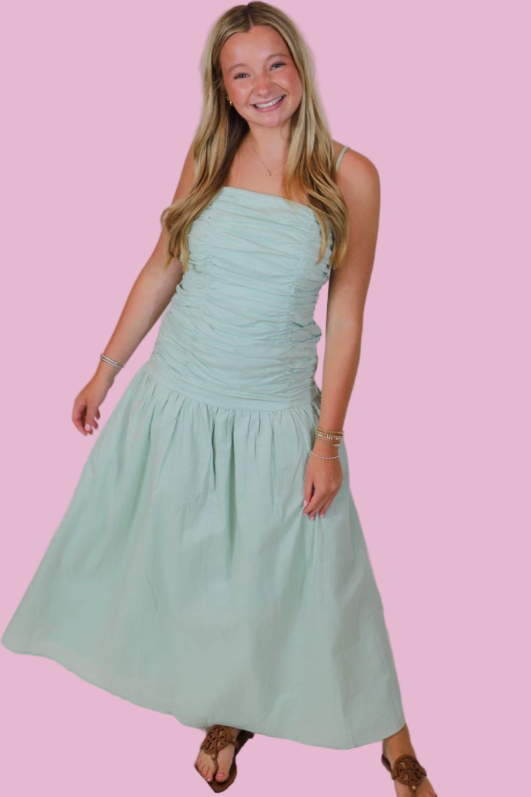 Mint Linen Maxi Dress
