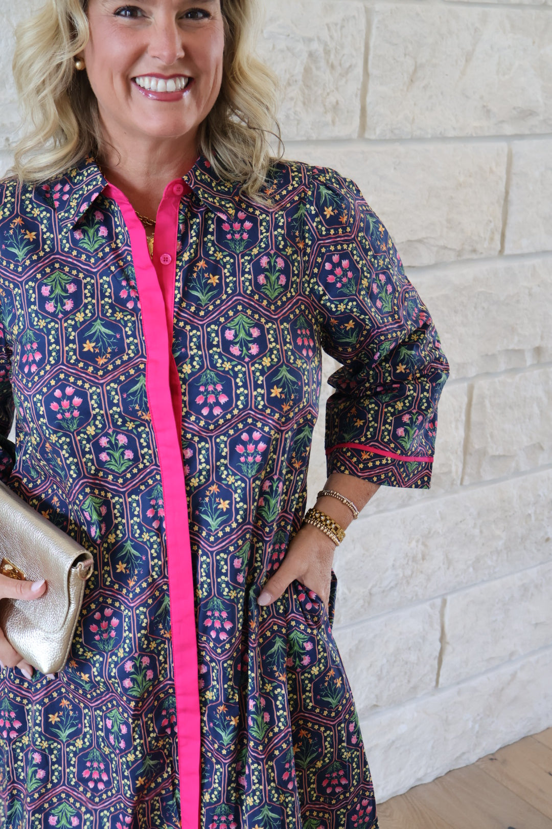 Navy & Magenta Caftan