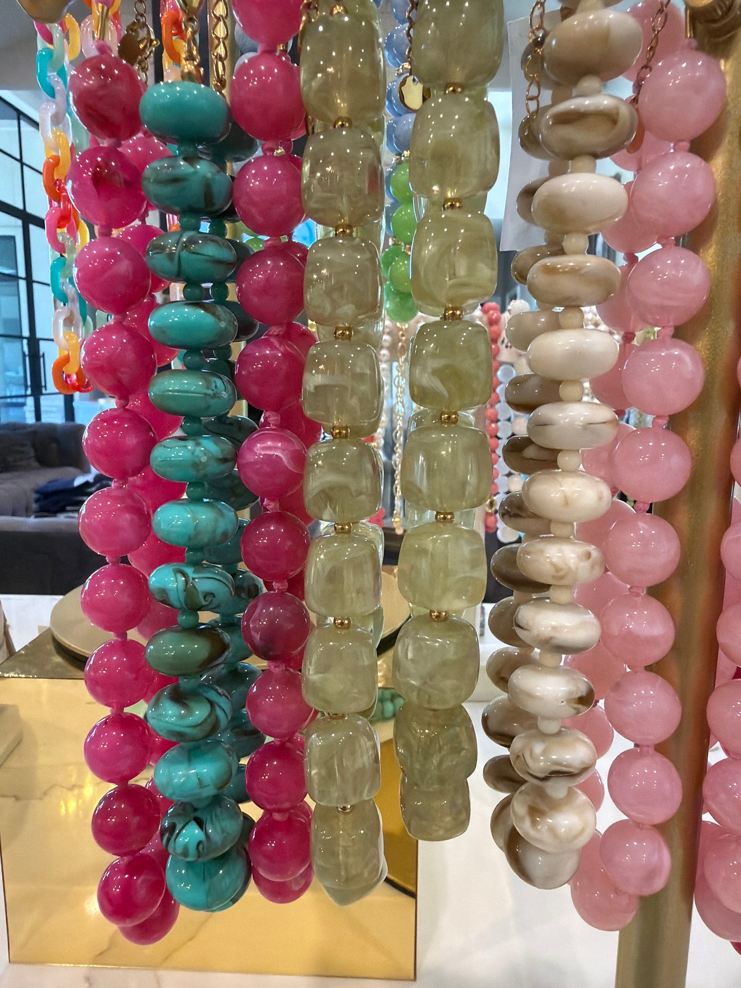 Marble Turquoise Beaded Necklace- Large