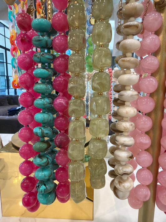 Marble Turquoise Beaded Necklace- Large