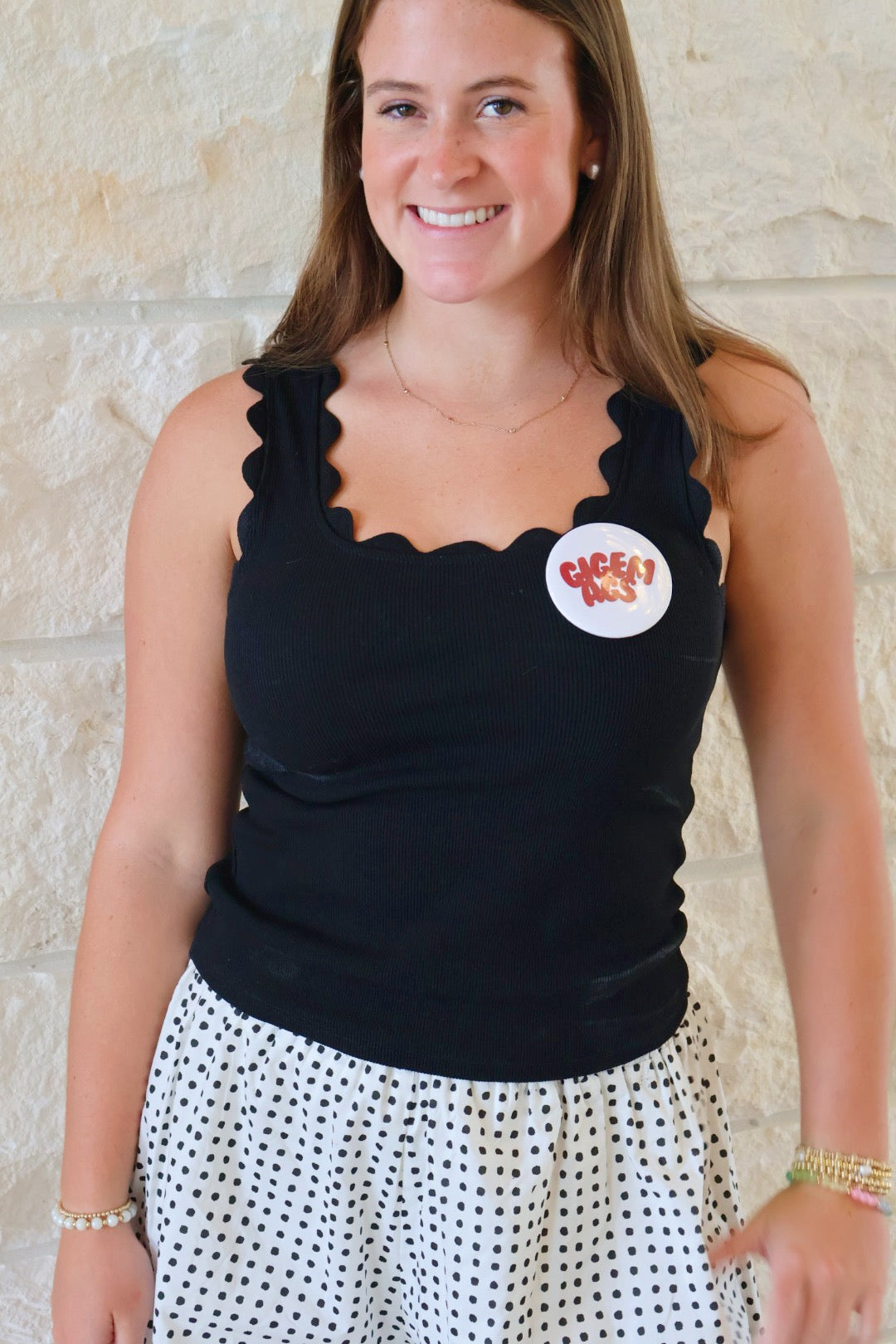 Black Scalloped Tank