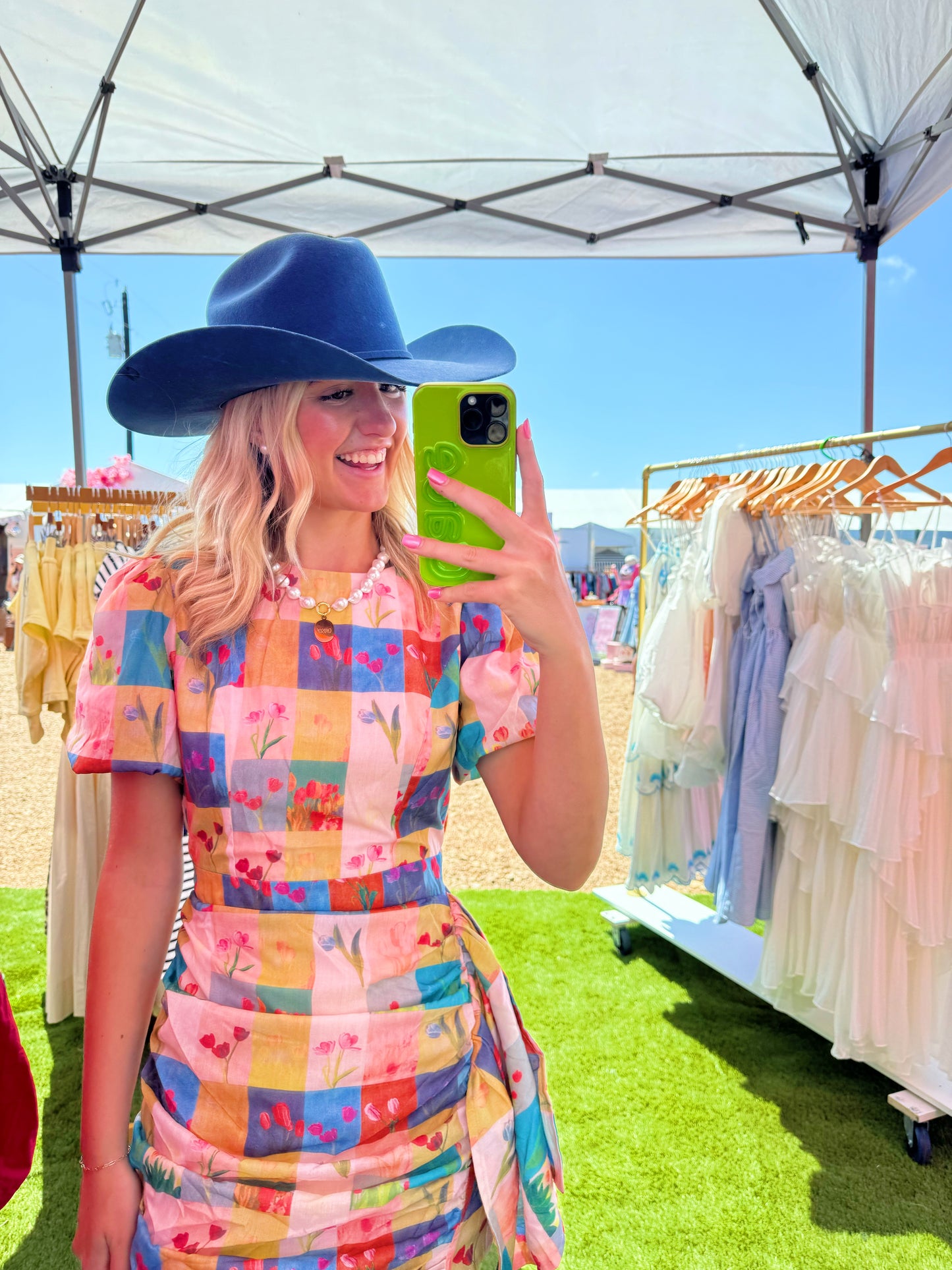 Multi-colored Ruched Dress