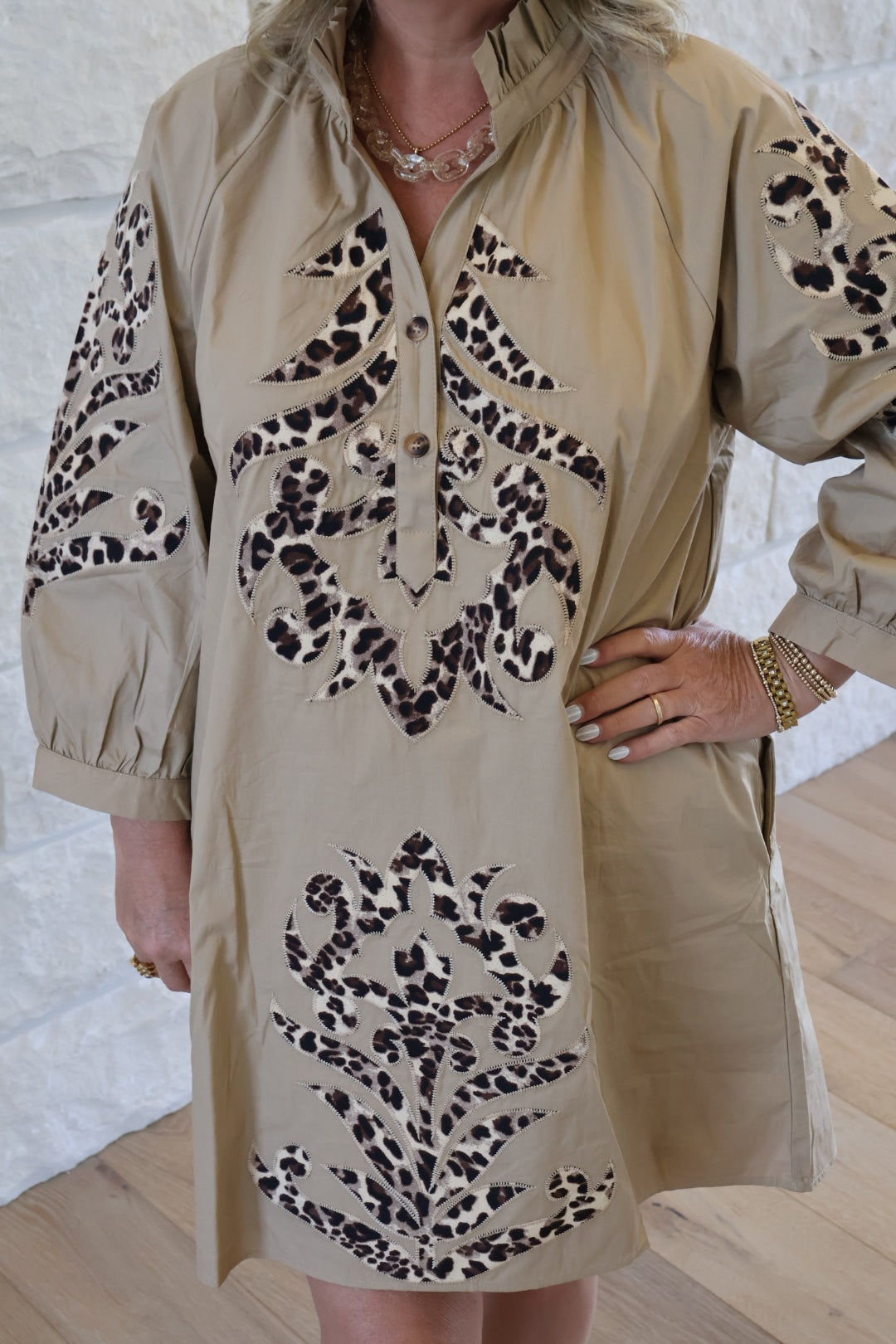 Leopard Print Taupe Dress