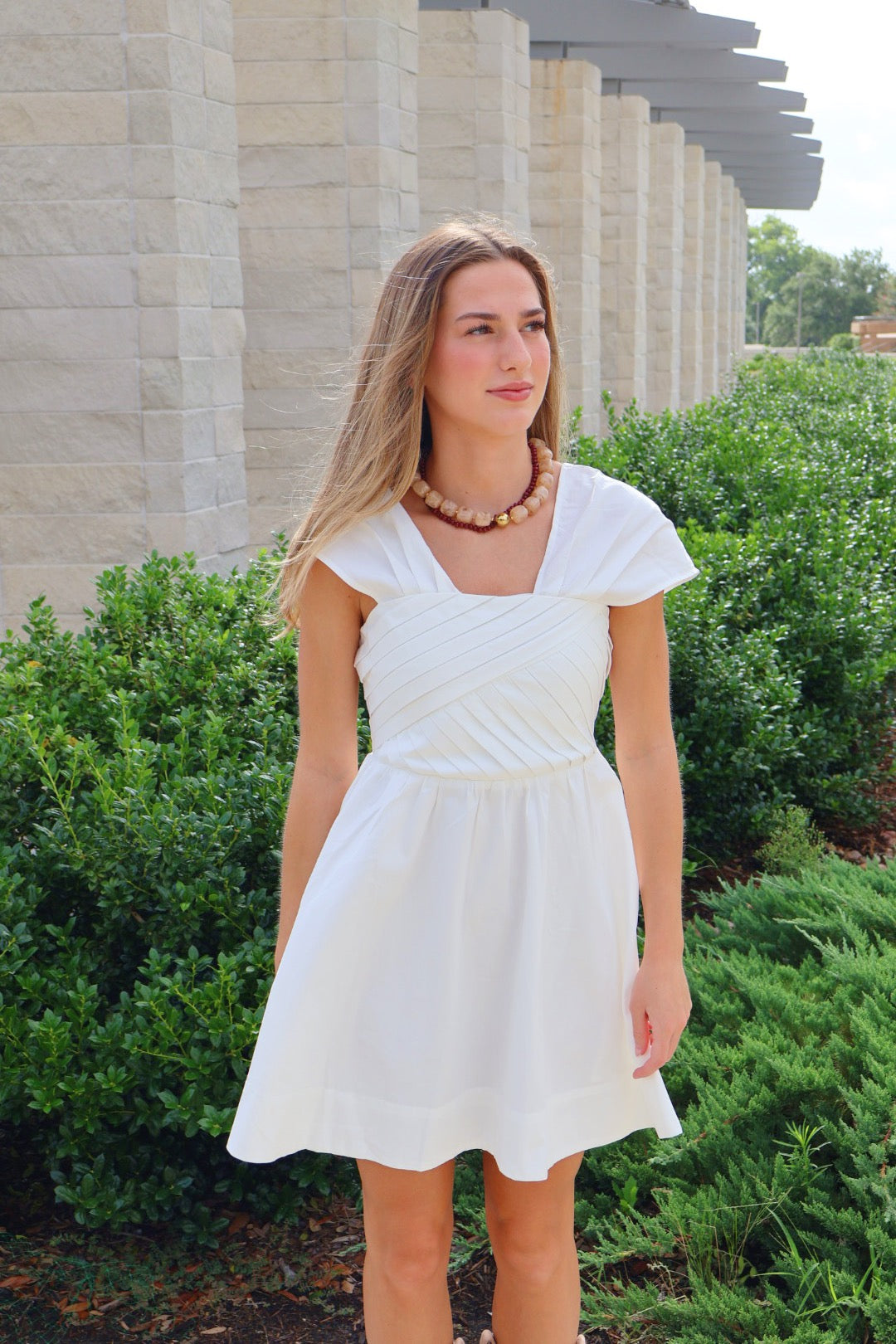 Pleated Fit and Flare Mini Dress