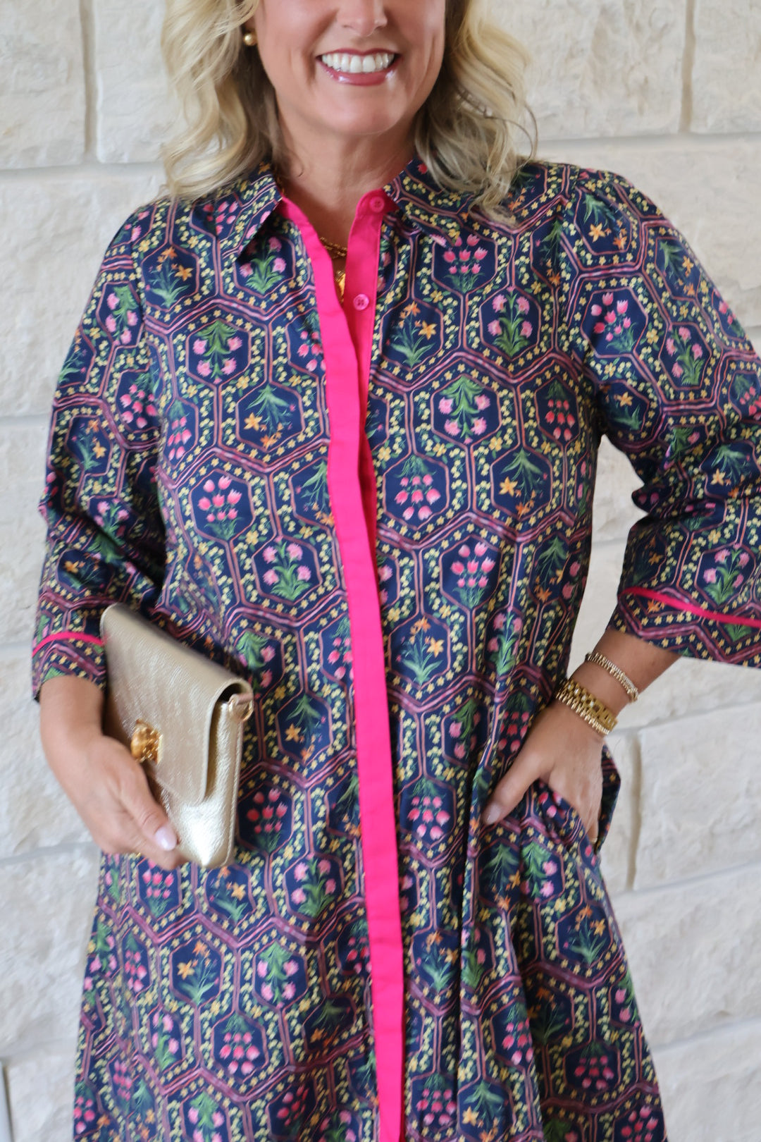 Navy & Magenta Caftan