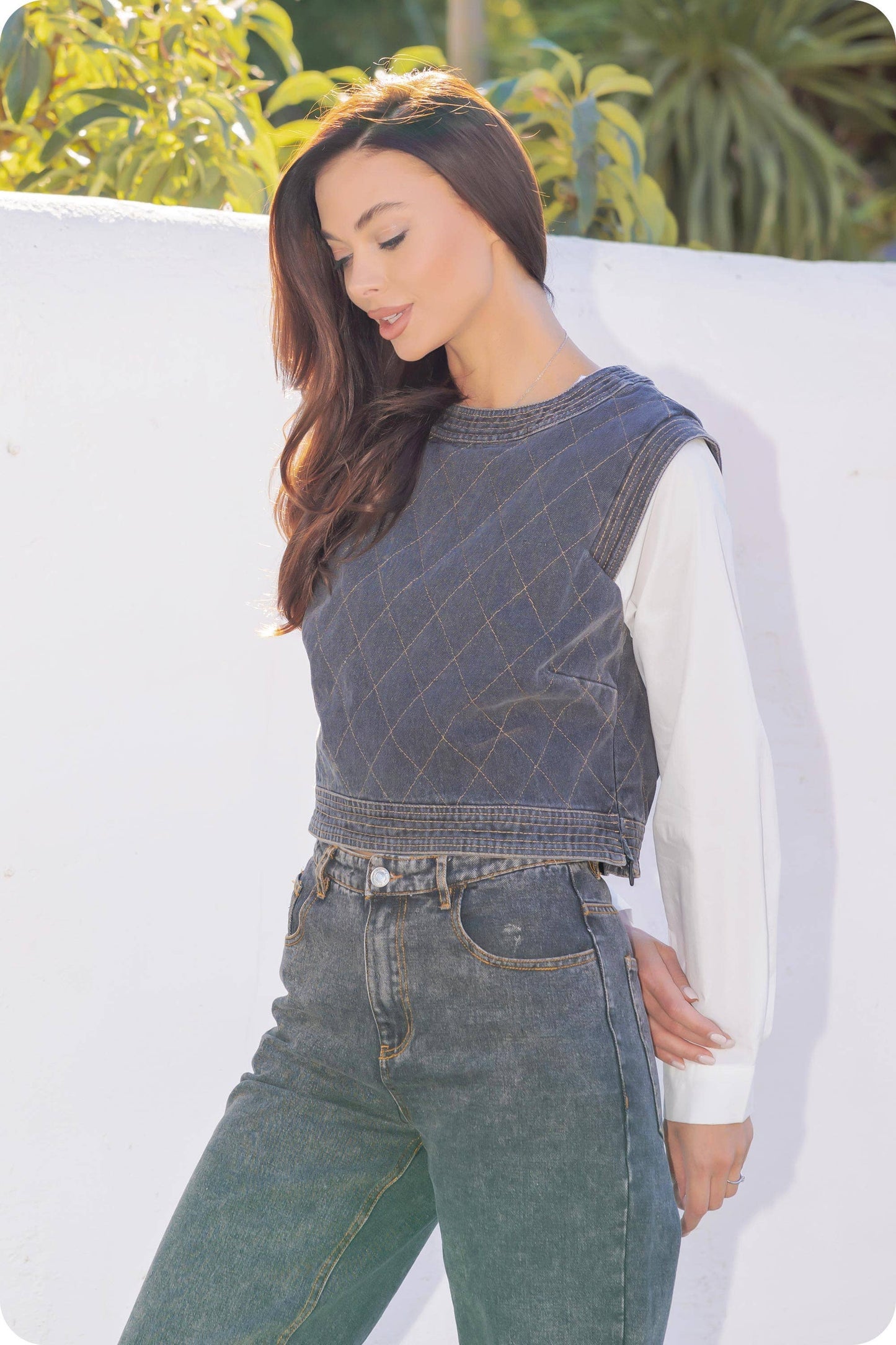 Quilted Denim Top