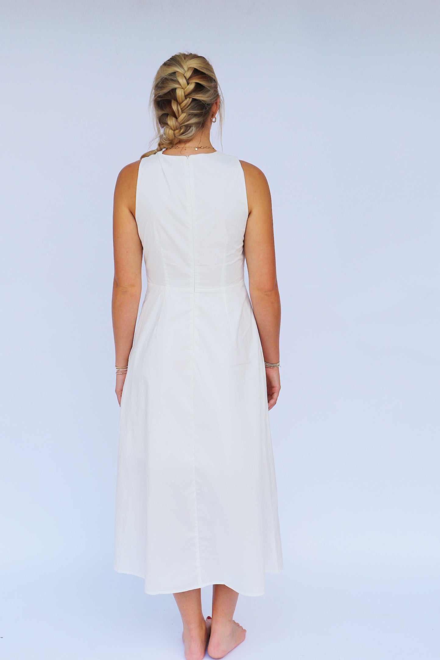 Halter Neck Midi Dress - White