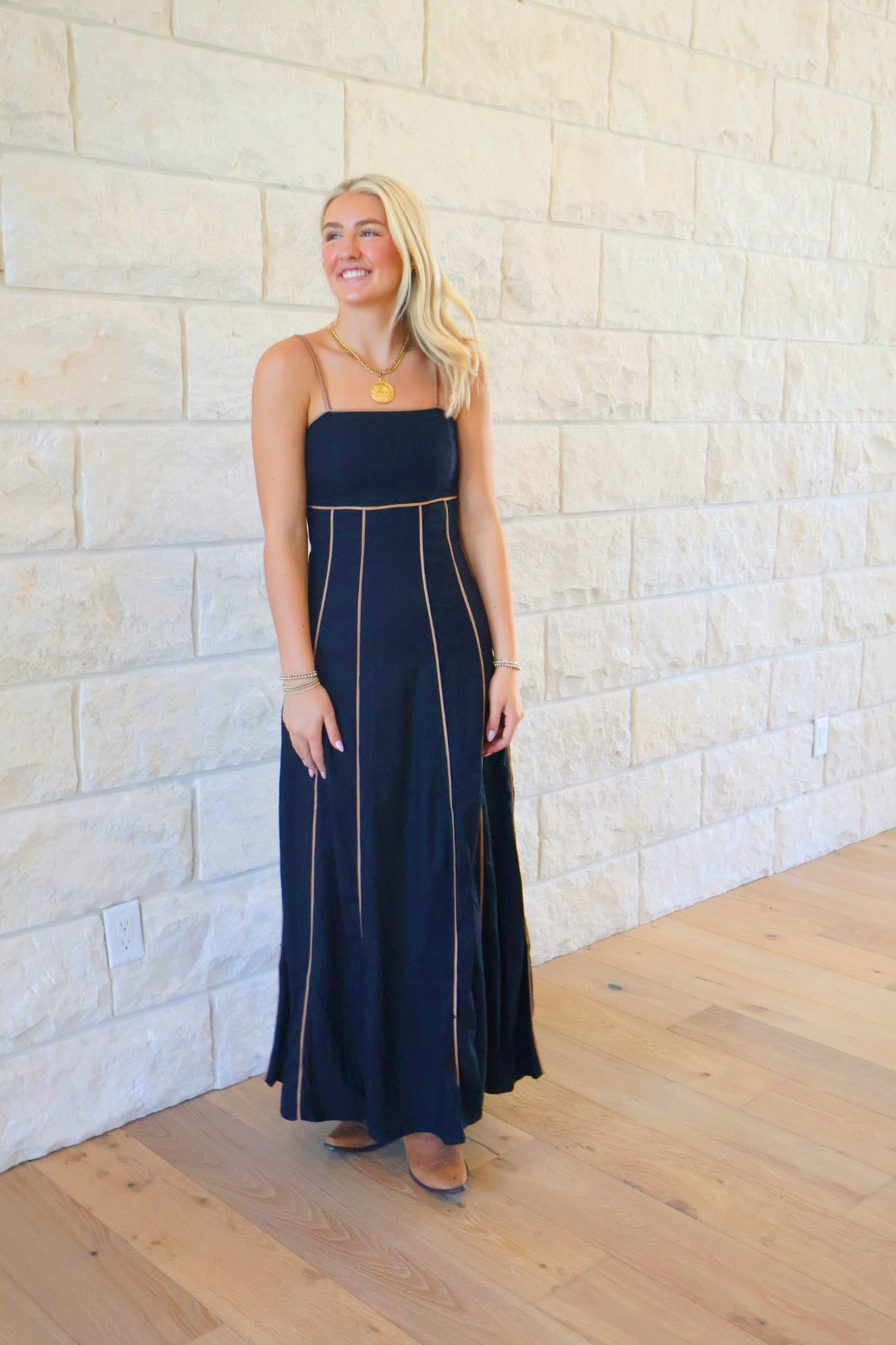 Black Maxi with Brown Piping