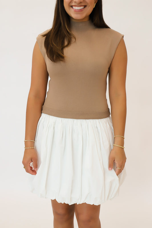 Khaki & White Dress