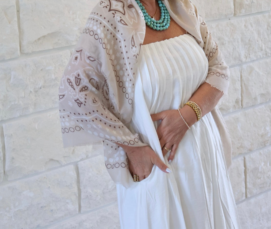 Pleated White Maxi Dress