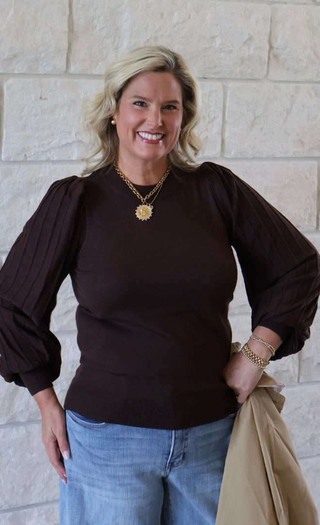 Chocolate Puff Sleeve Top