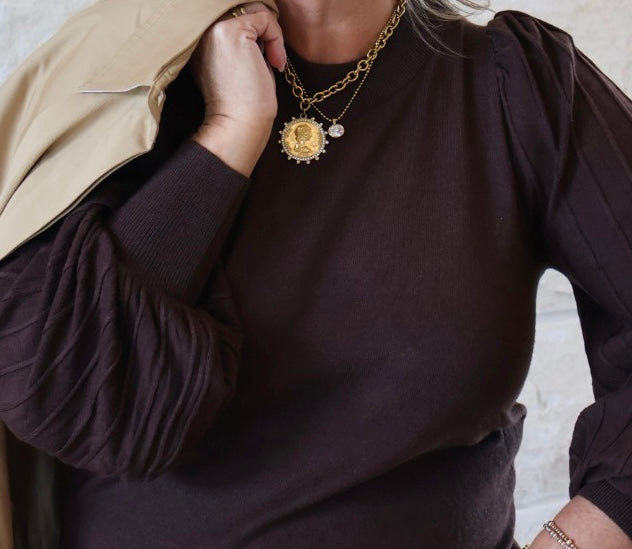 Chocolate Puff Sleeve Top