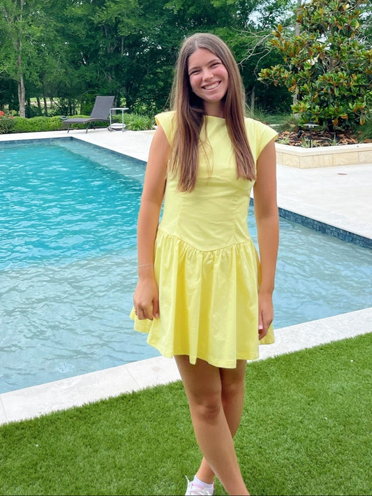 Yellow drop waist dress