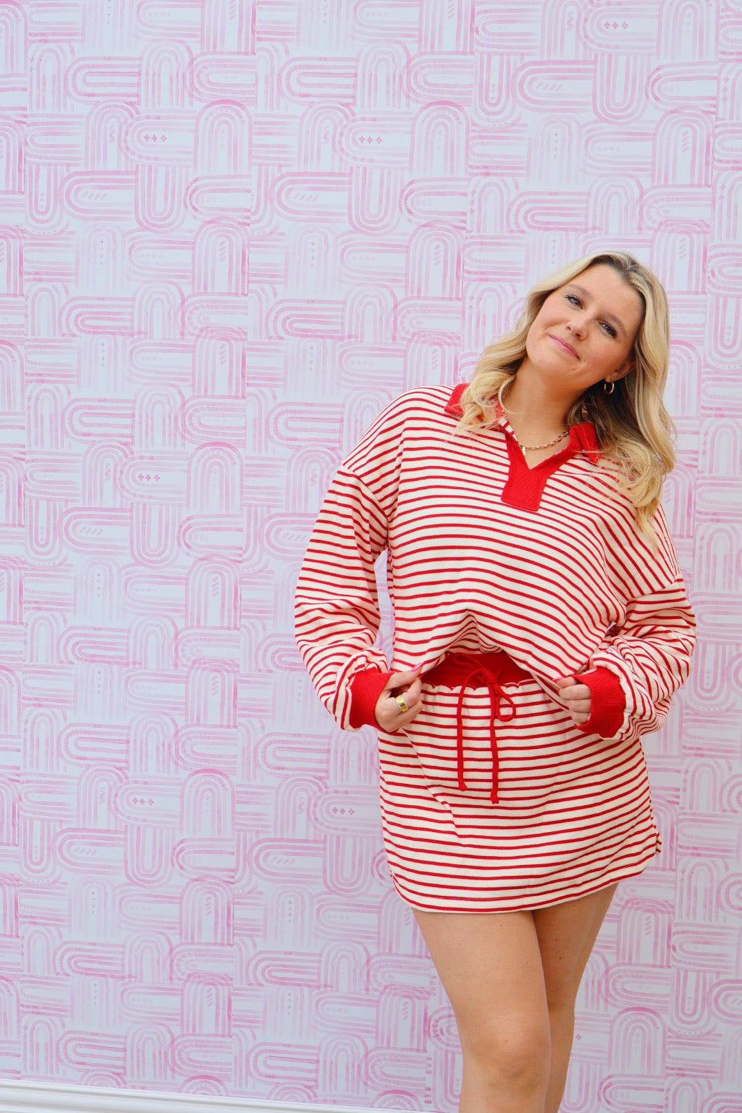 Red & White striped set