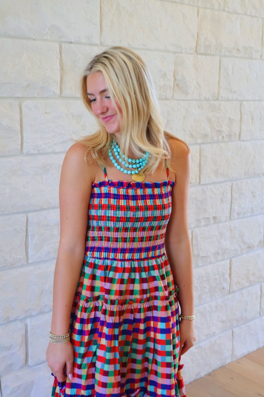 Plaid Tiered Maxi Dress