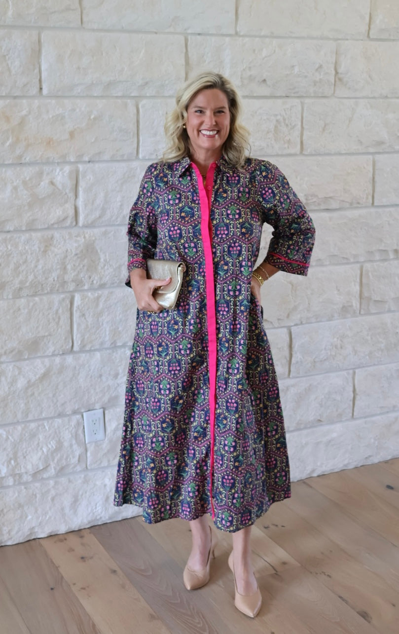 Navy & Magenta Caftan