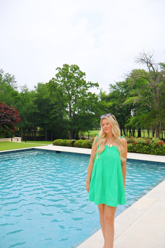 Top Stitch Emerald Dress