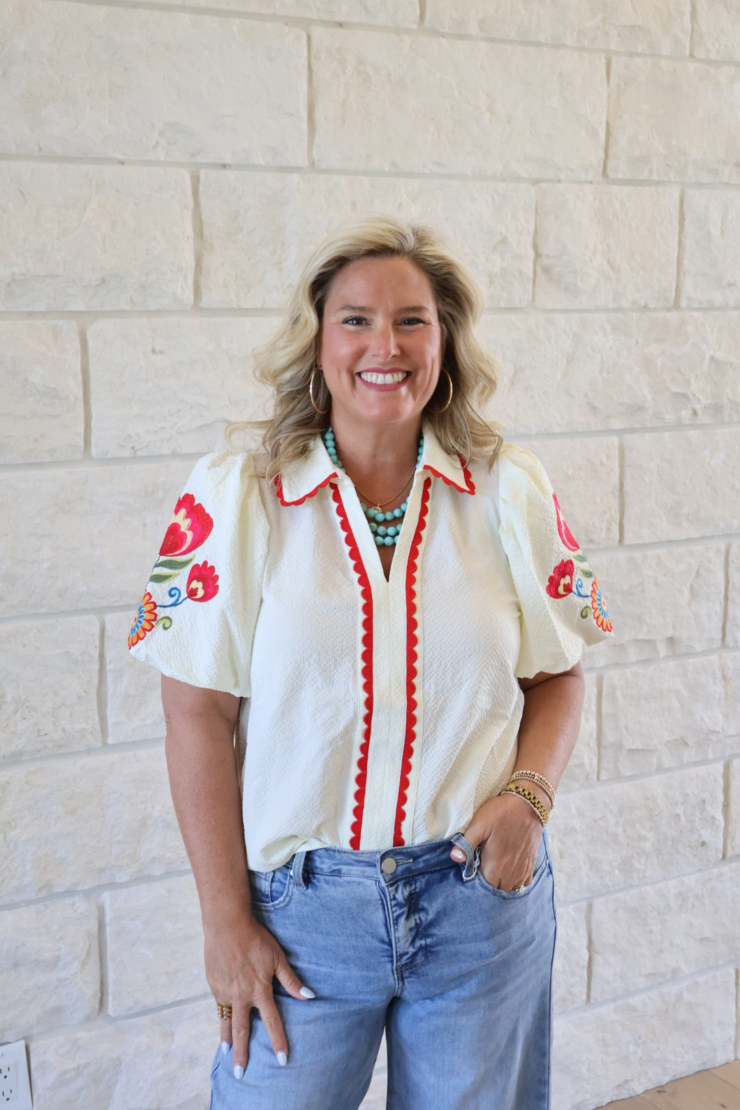 Cream Floral Top