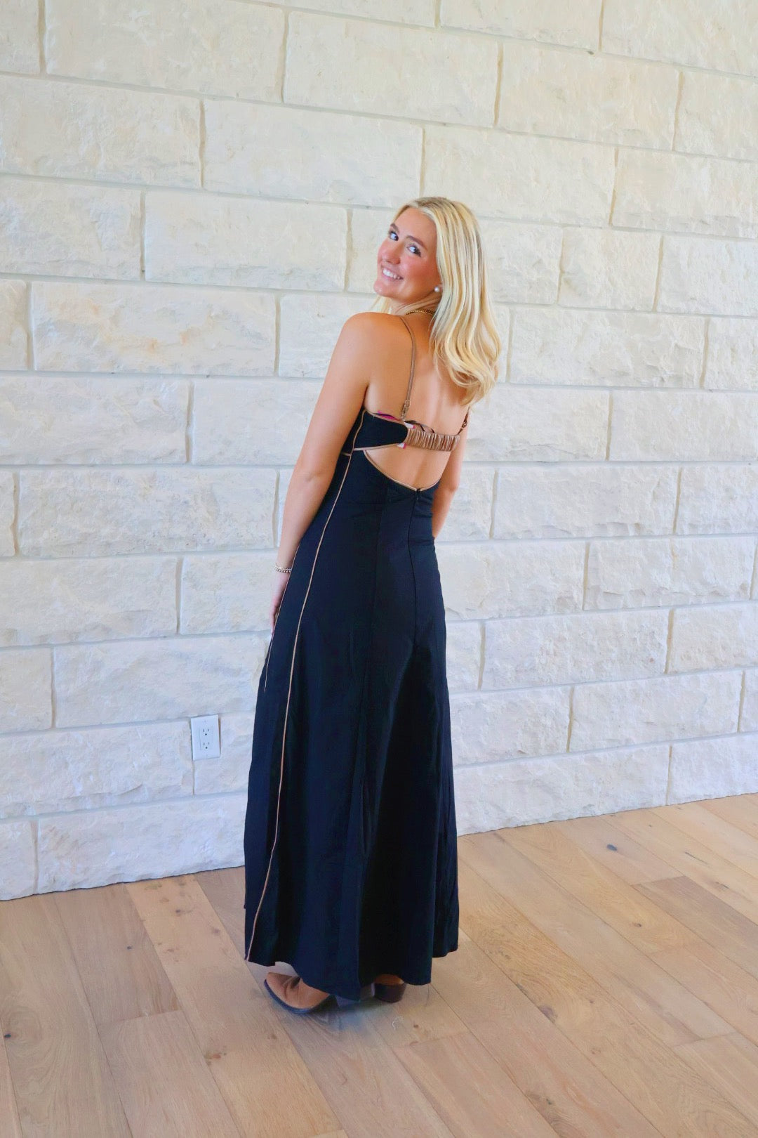 Black Maxi with Brown Piping