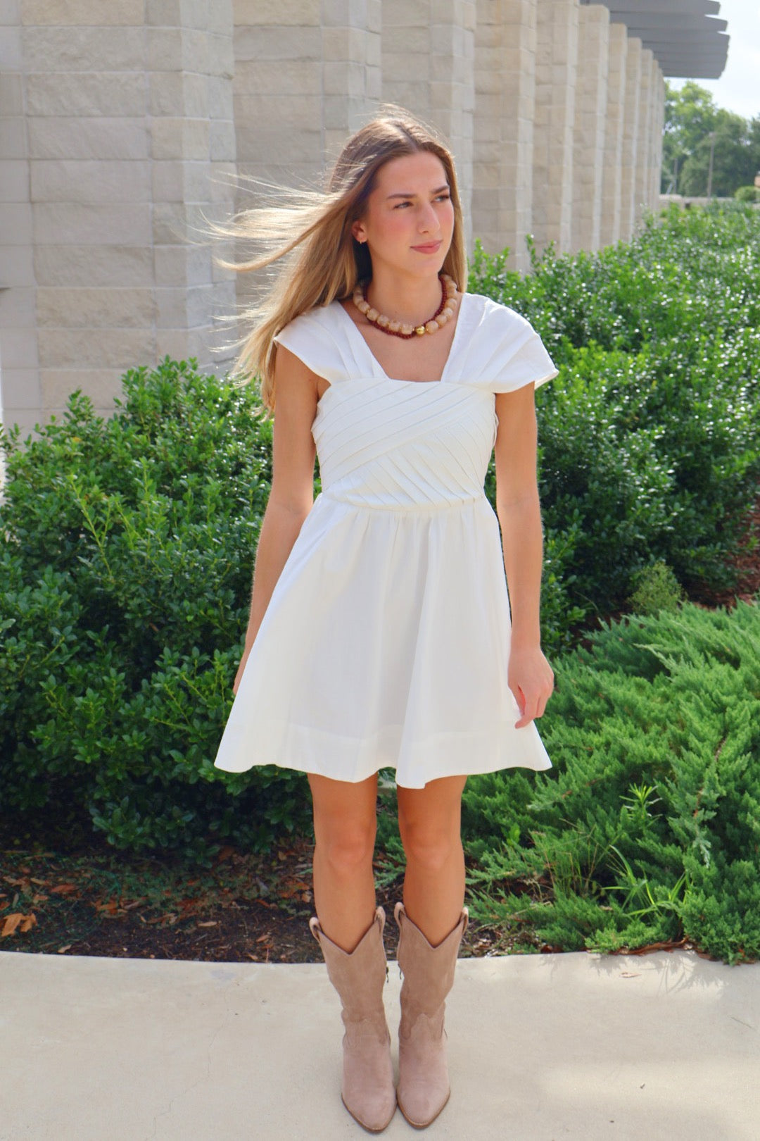 Pleated Fit and Flare Mini Dress